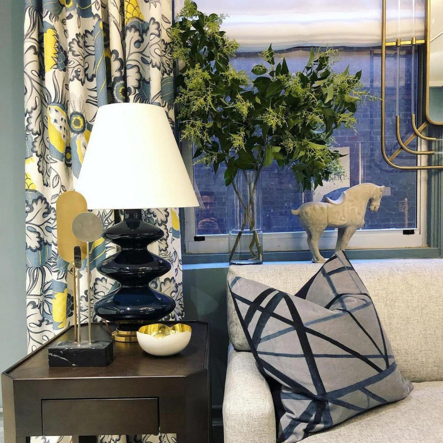 Christopher Spitzmiller Smith Medium Ceramic Table Lamp - Mixed Blue Table Lamp Bloomingdales Lighting
