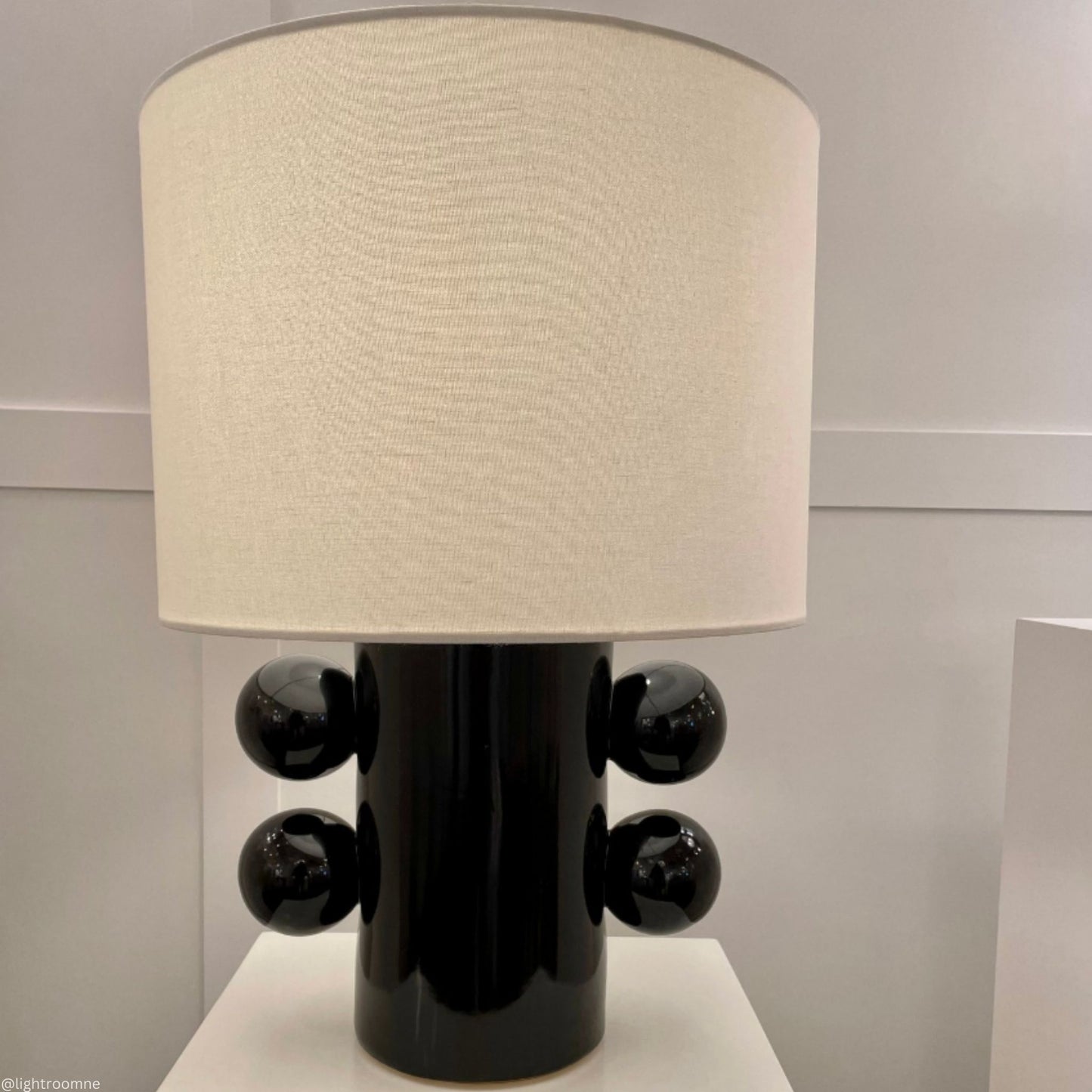Kelly Wearstler Tiglia Linen Low Table Lamp - Black Table Lamp Bloomingdales Lighting