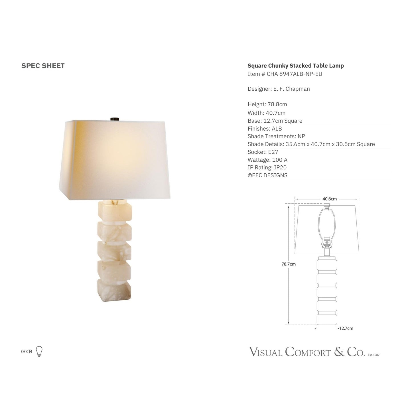 E. F. Chapman Stacked Alabaster Table Lamp Table Lamp Bloomingdales Lighting