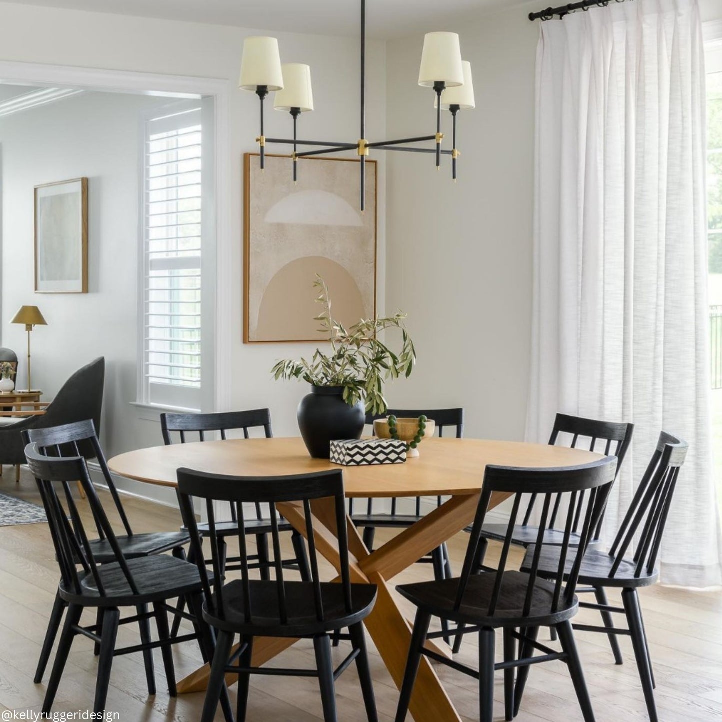 Thomas O'Brien Bryant Large Linen Chandelier - Bronze and Brass Pendant Light Bloomingdales Lighting