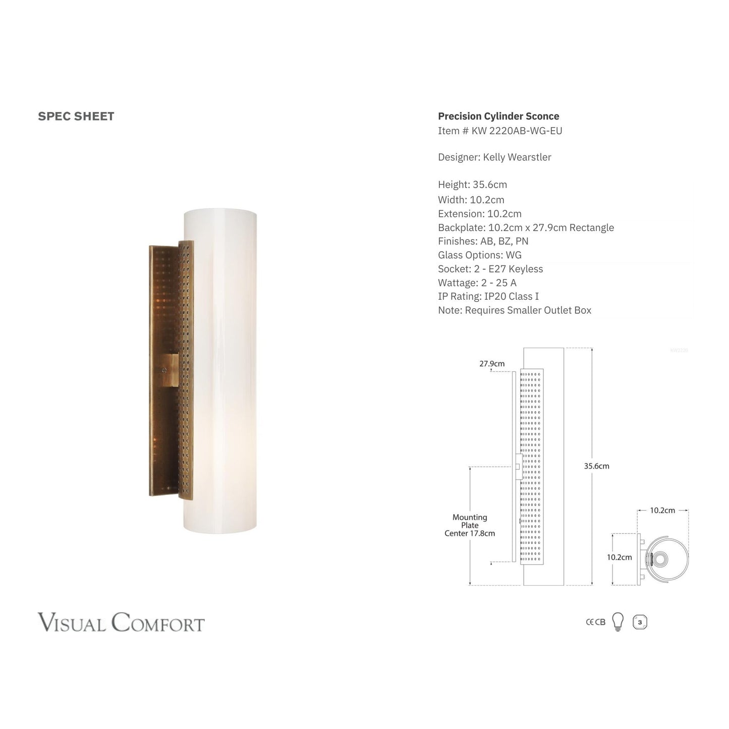 Kelly Wearstler Precision Cylinder Glass Wall Sconce - Brass Wall Light Bloomingdales Lighting