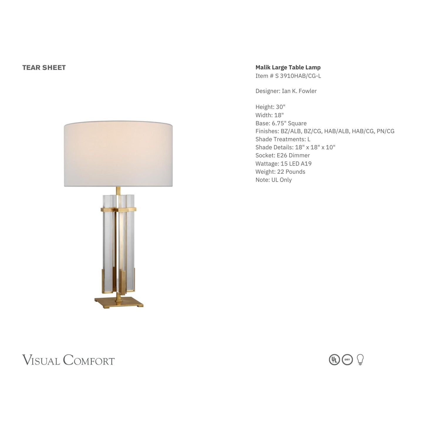 Ian K. Fowler Malik Large Crystal Table Lamp - Brass Table Lamp Bloomingdales Lighting