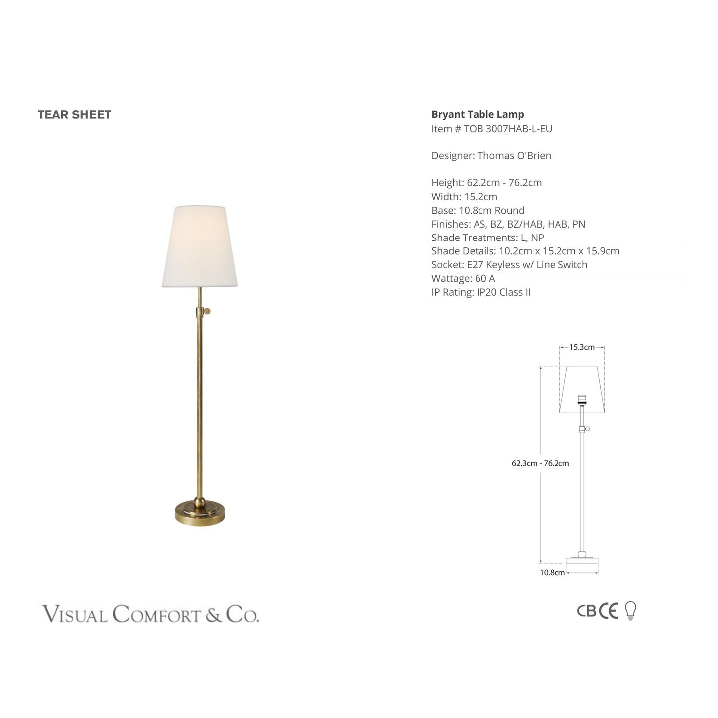 Thomas O'Brien Bryant Linen Table Lamp - Brass Table Lamp Bloomingdales Lighting