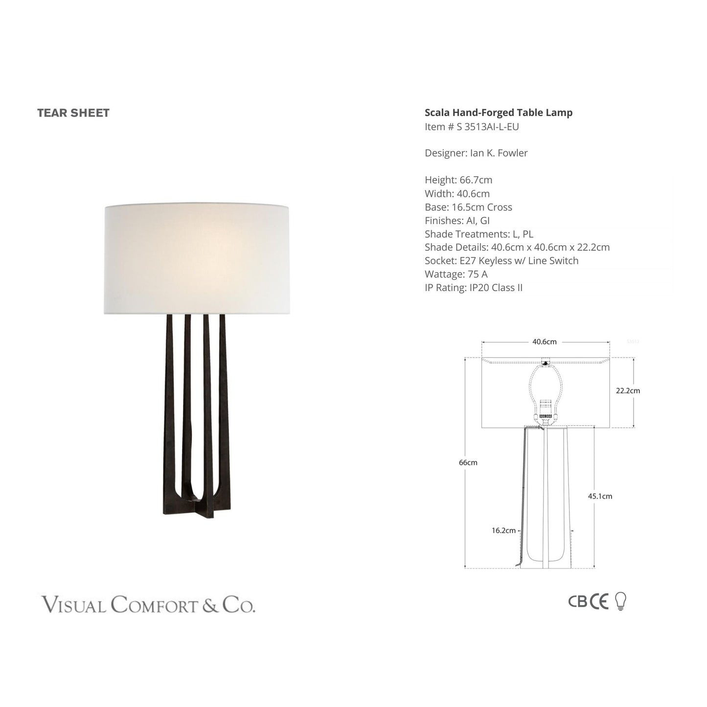 Ian K. Fowler Scala Linen Table Lamp - Aged Iron Table Lamp Bloomingdales Lighting