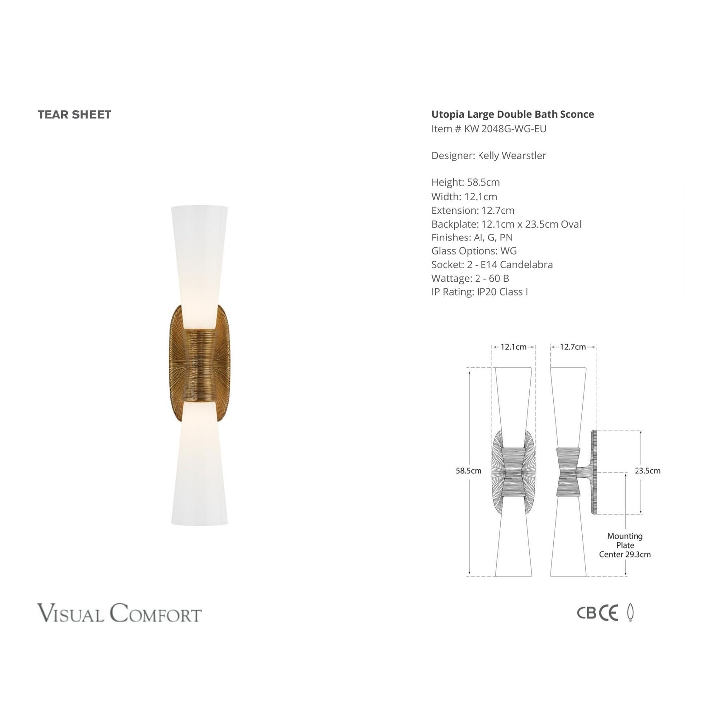 Kelly Wearstler Utopia Large Double Bath Wall Sconce - Gild Wall Light Bloomingdales Lighting