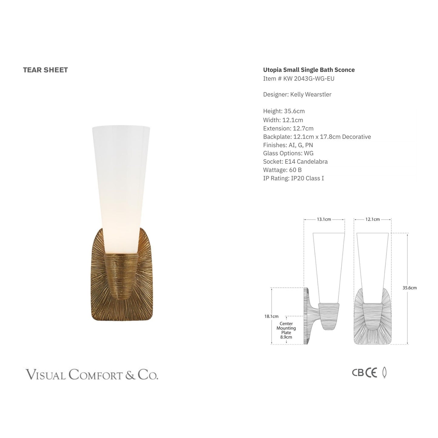 Kelly Wearstler Utopia Small Single Bath Wall Sconce - Gild Wall Light Bloomingdales Lighting