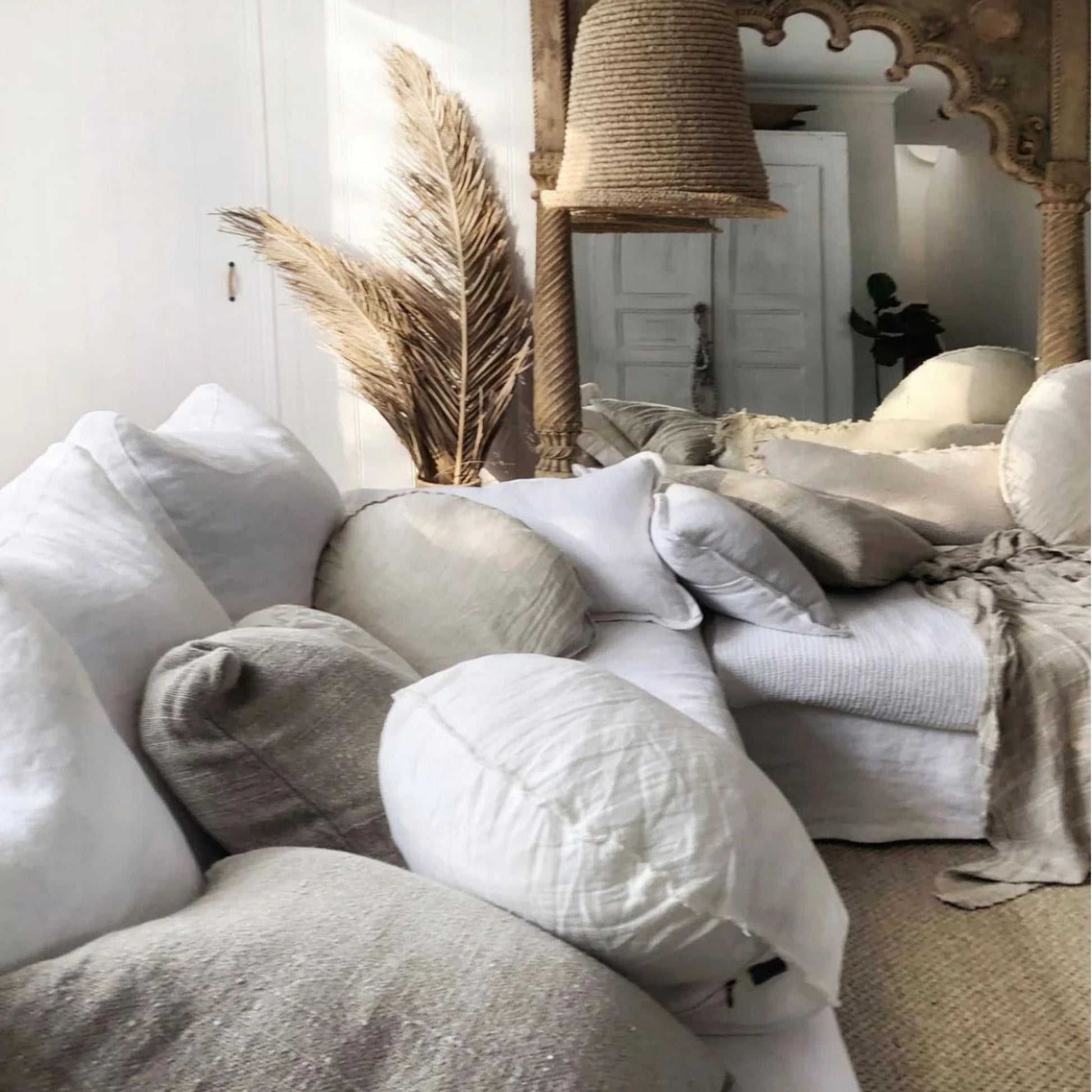 Dian Tall Sisal Dome Pendant Light Pendant Light Bisque Interiors