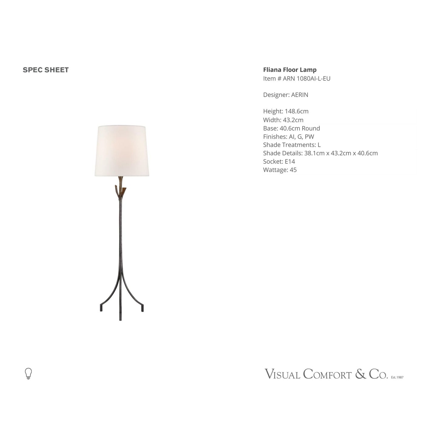 AERIN Fliana Floor Lamp - Aged Iron Floor Lamp Bloomingdales Lighting