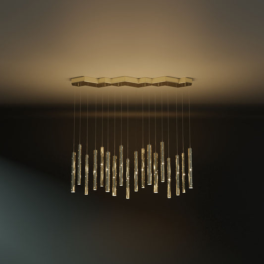 Rain Multi Drop Pendant Light Pendant Light ILANEL Brushed Gold Ten Drop