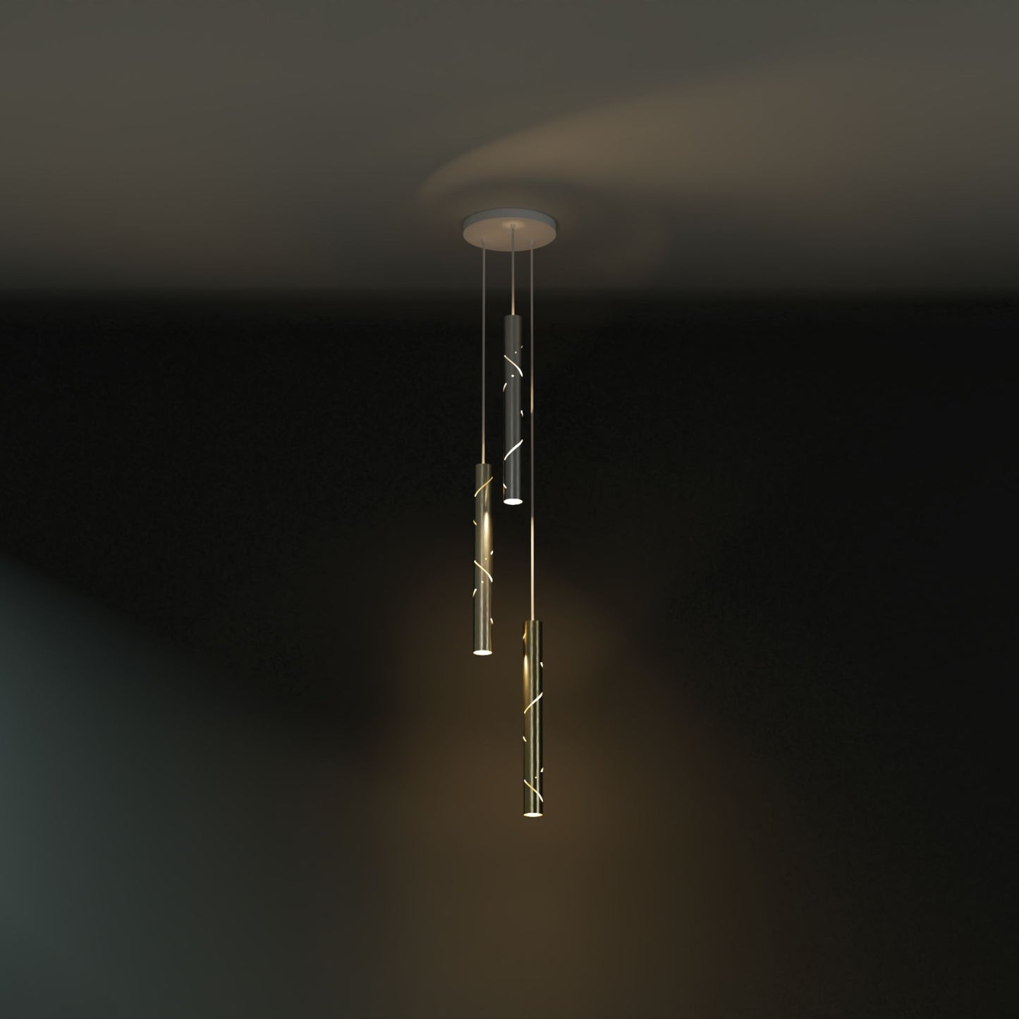 Black Rain 3-Drop Pendant Light Pendant Light ILANEL