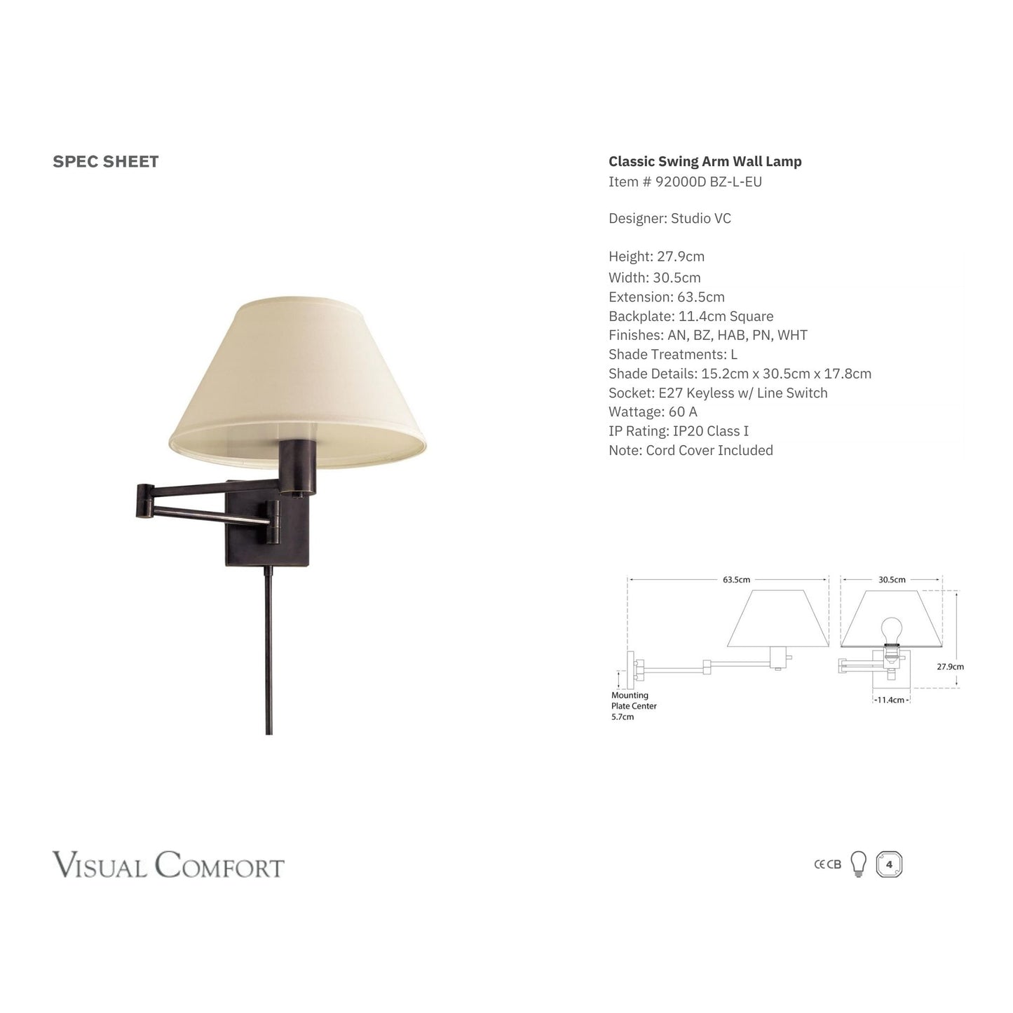 Studio VC Classic Swing Arm Linen Wall Sconce - Bronze Wall Light Bloomingdales Lighting