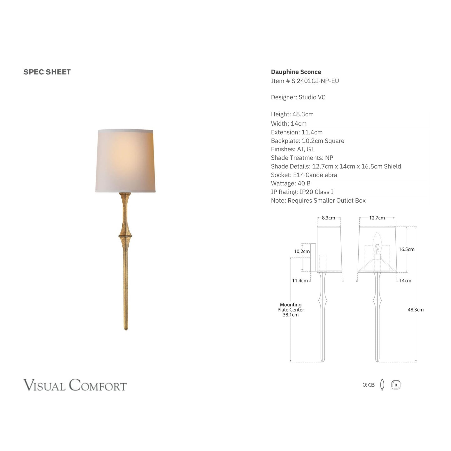 Studio VC Dauphine Natural Paper Wall Sconce - Gilded Iron Wall Light Bloomingdales Lighting