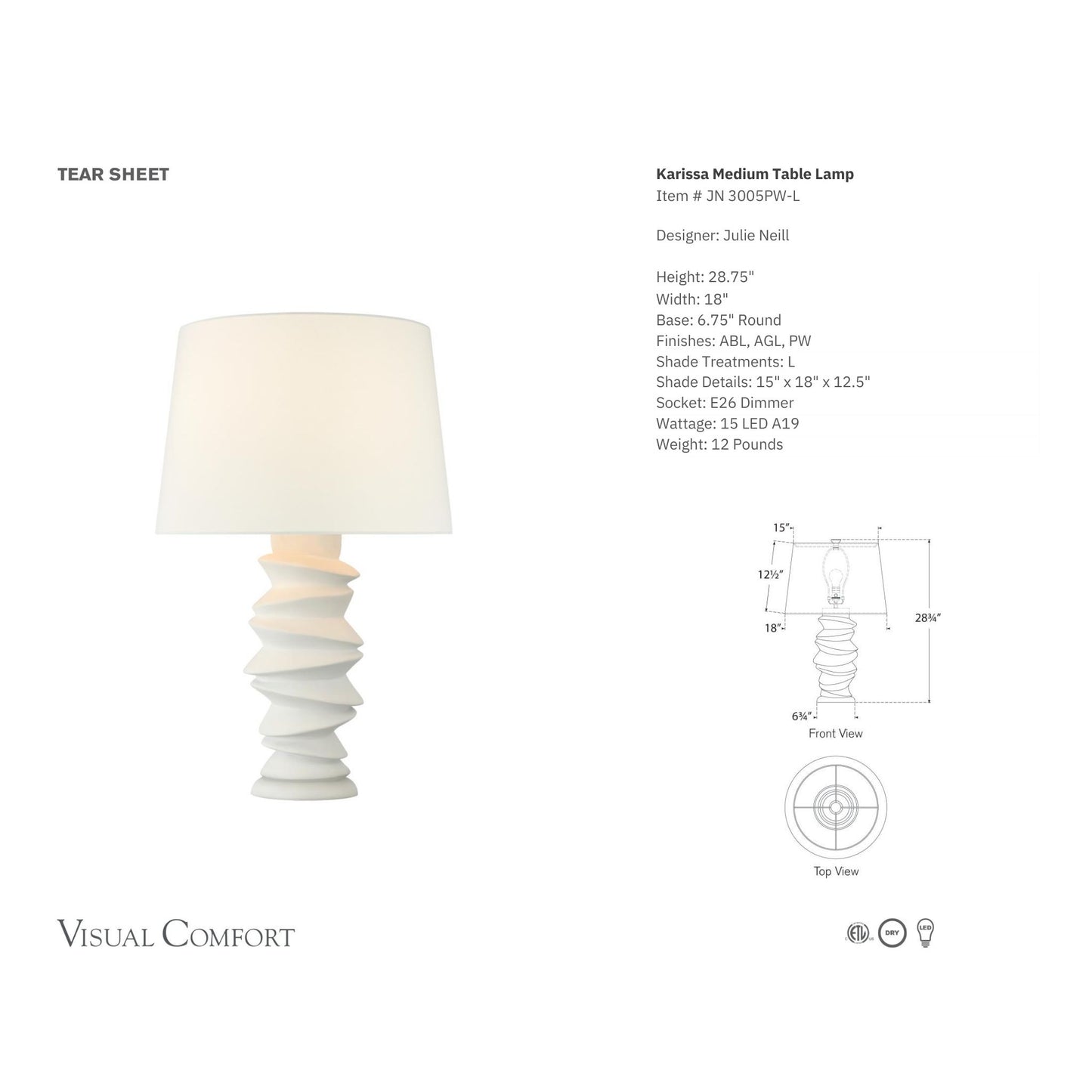 Julie Neill Karissa Medium Linen Table Lamp - Plaster White Table Lamp Bloomingdales Lighting
