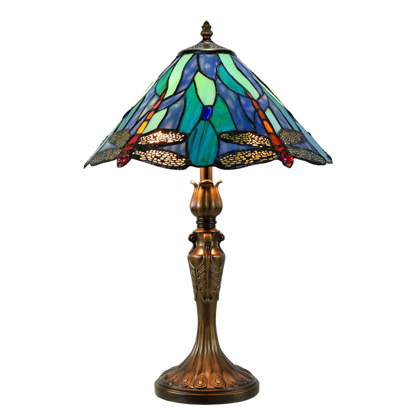 Annika Blue Dragonfly Stained Glass Table Lamp Table Lamp G&G Bros