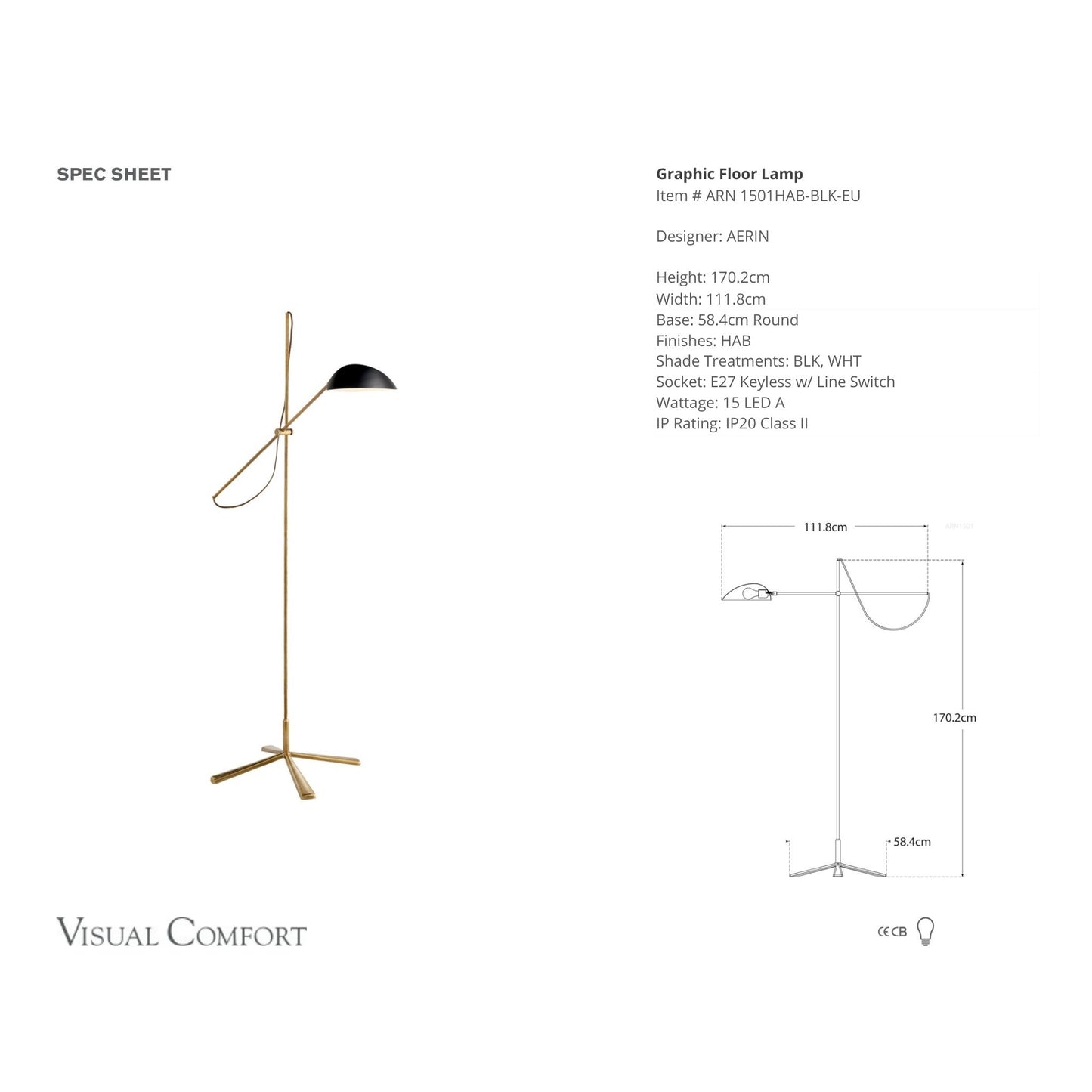 AERIN Graphic Floor Lamp - Brass & Black Floor Lamp Bloomingdales Lighting