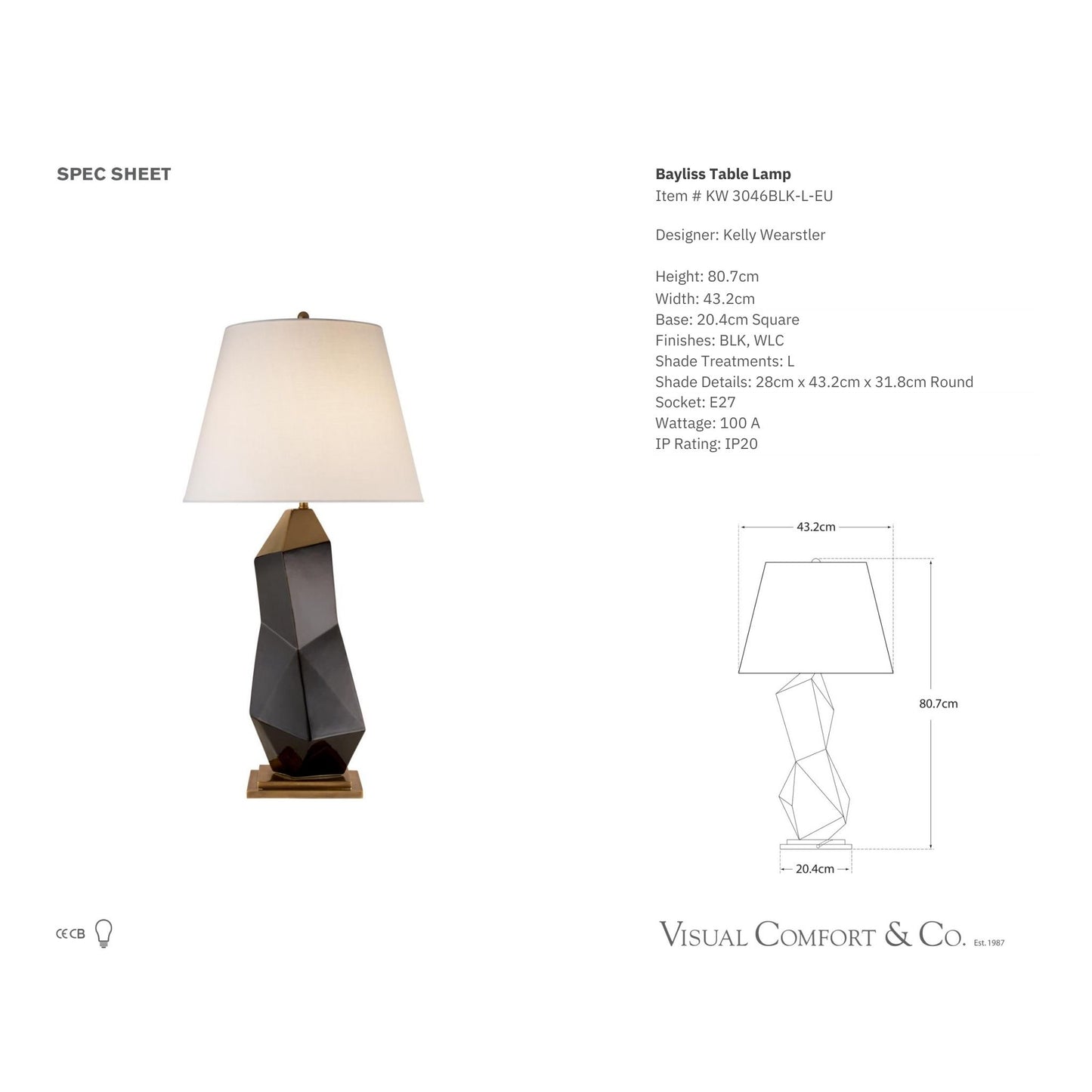 Kelly Wearstler Bayliss Art Table Lamp - Black Table Lamp Bloomingdales Lighting
