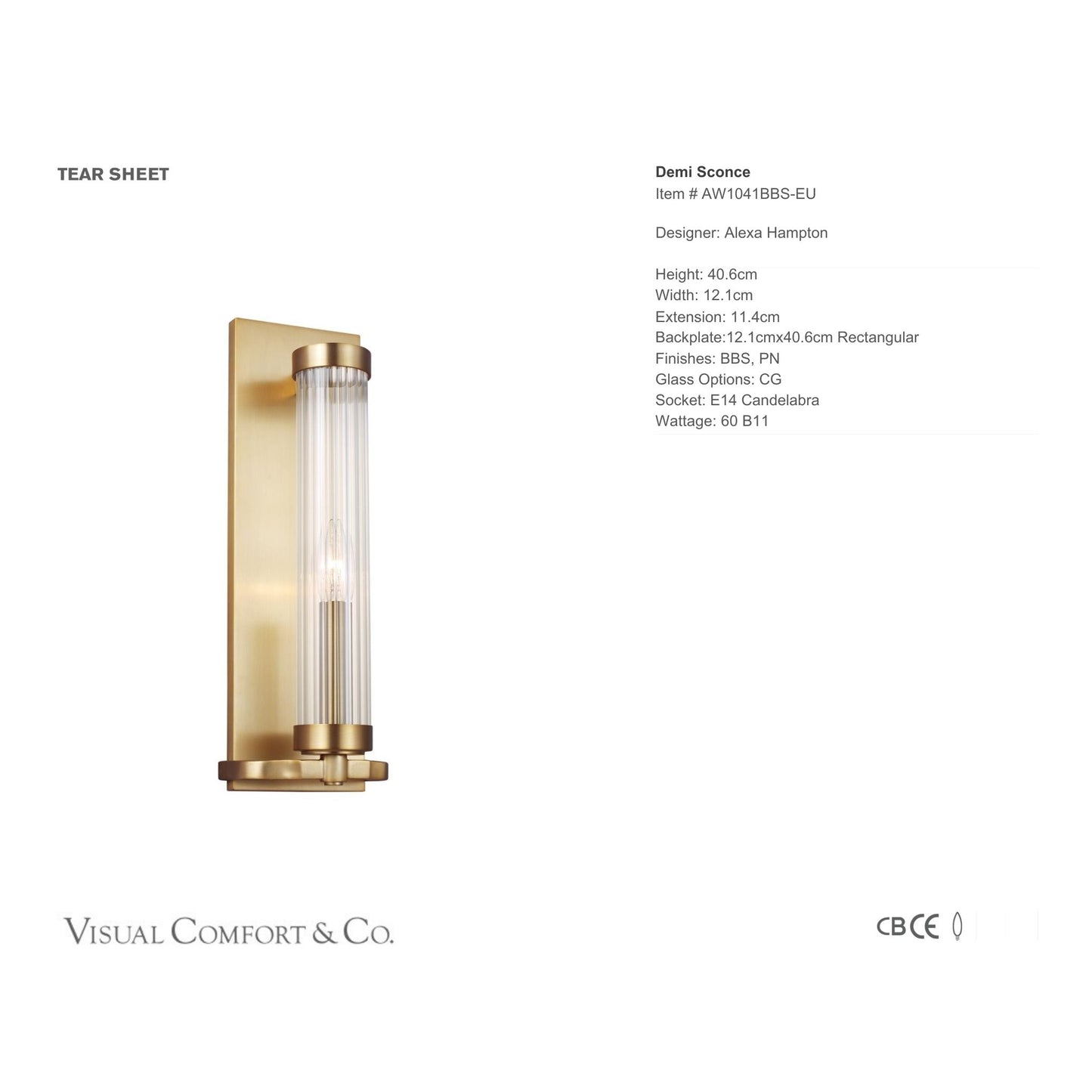 Alexa Hampton Demi Tubular Glass Wall Sconce - Brass Wall Light Bloomingdales Lighting