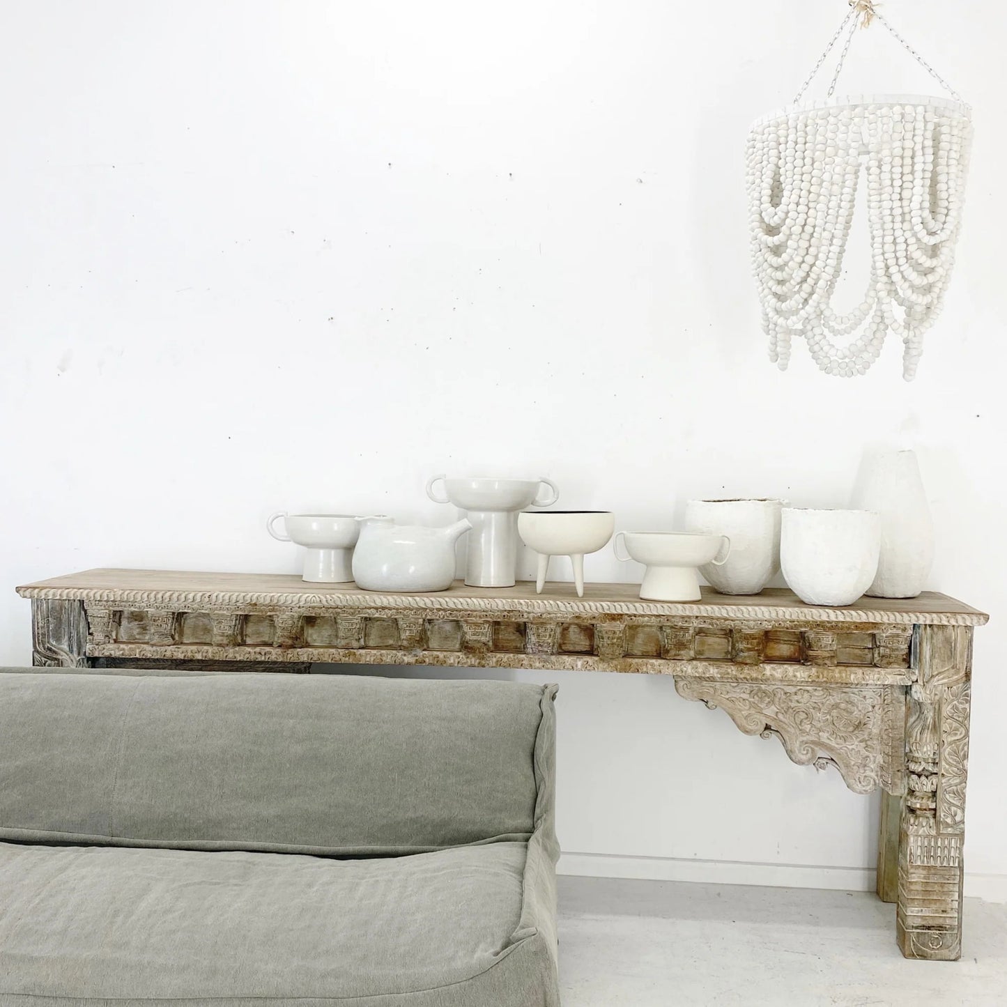 Ali Clay Bead Pendant Light Pendant Light Bisque Interiors