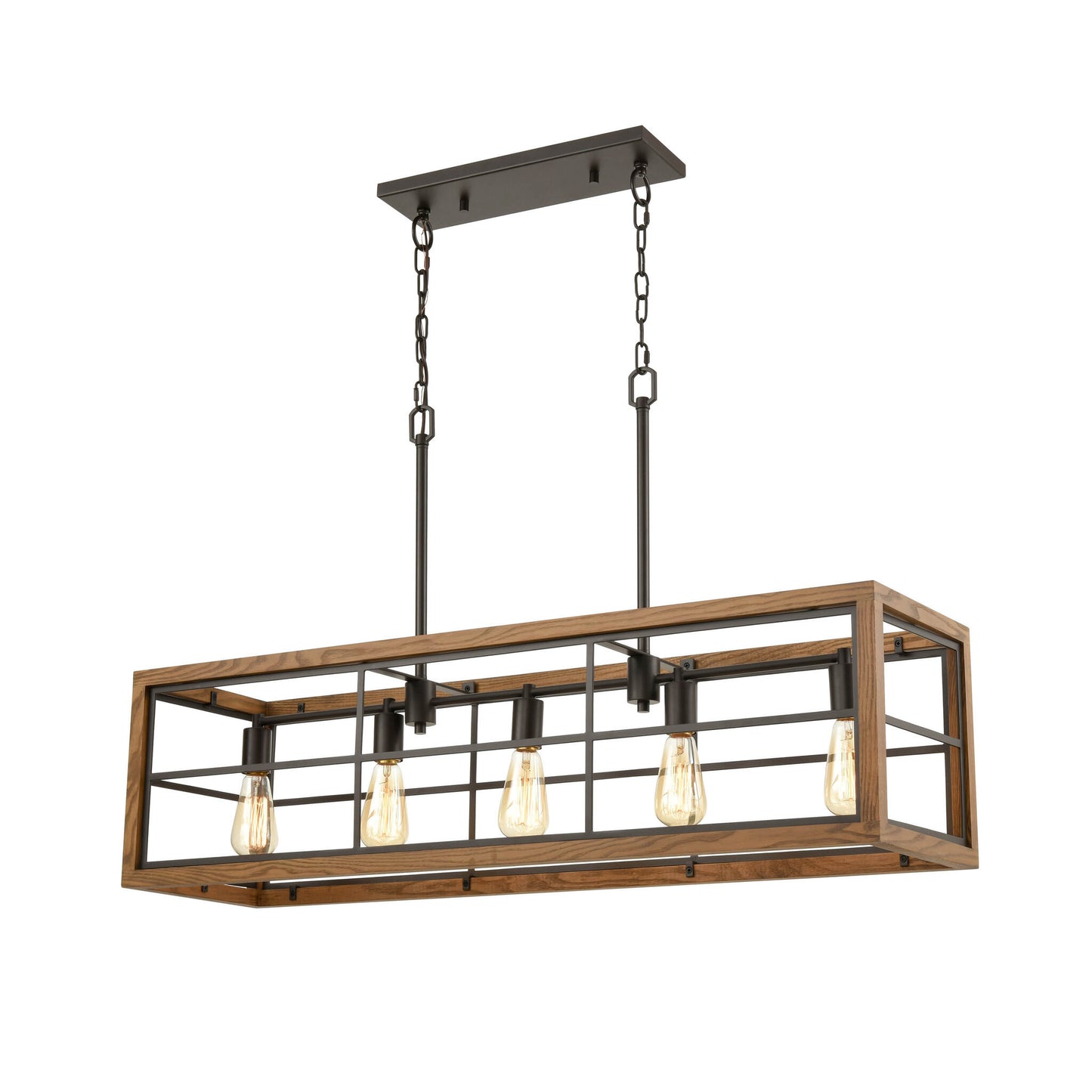 BANQUET Retro Rectangular Wood Frame Pendant Light - Oak Pendant Light CLA Lighting