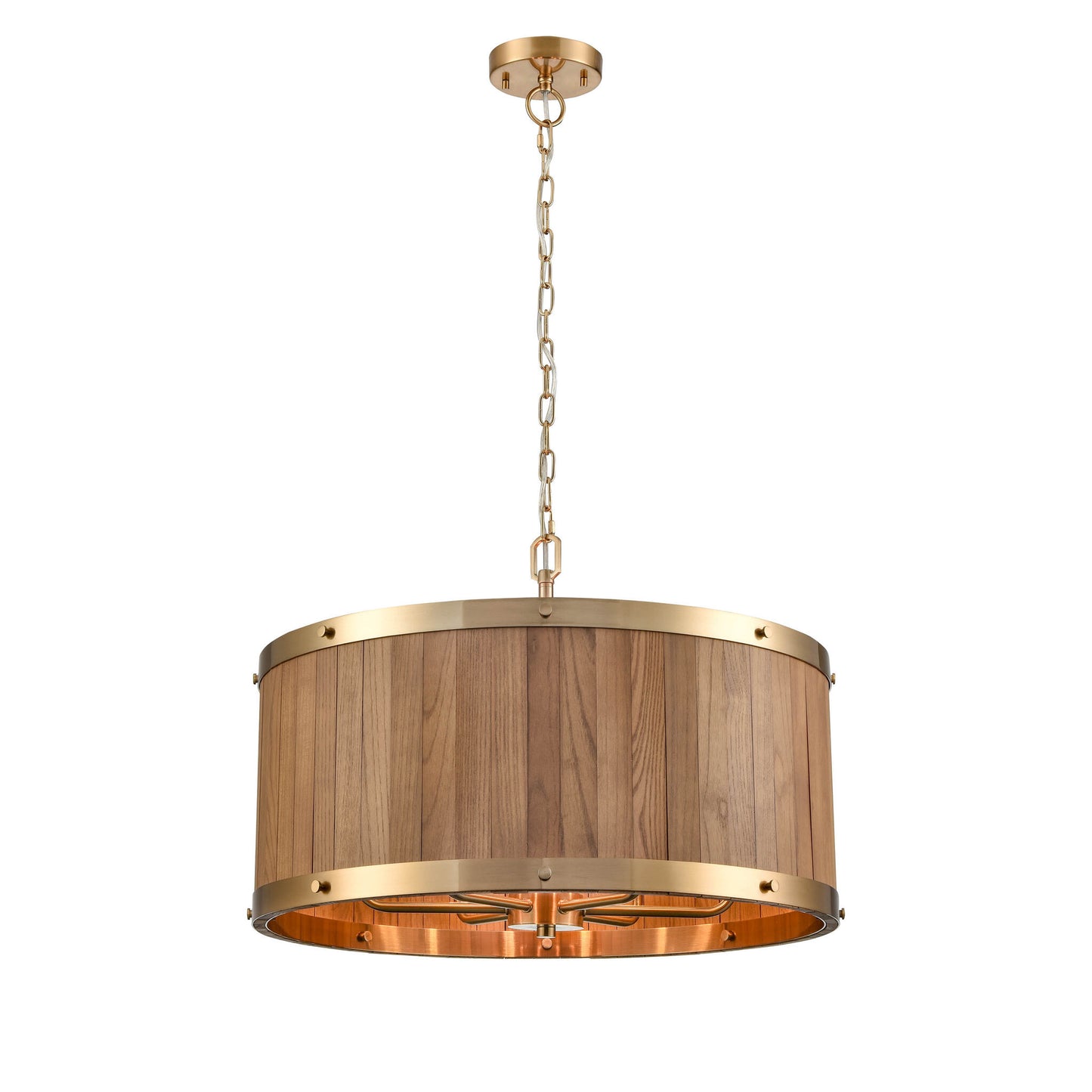 BARRIQUE Retro Large Drum Wood Pendant Light Pendant Light CLA Lighting Oak