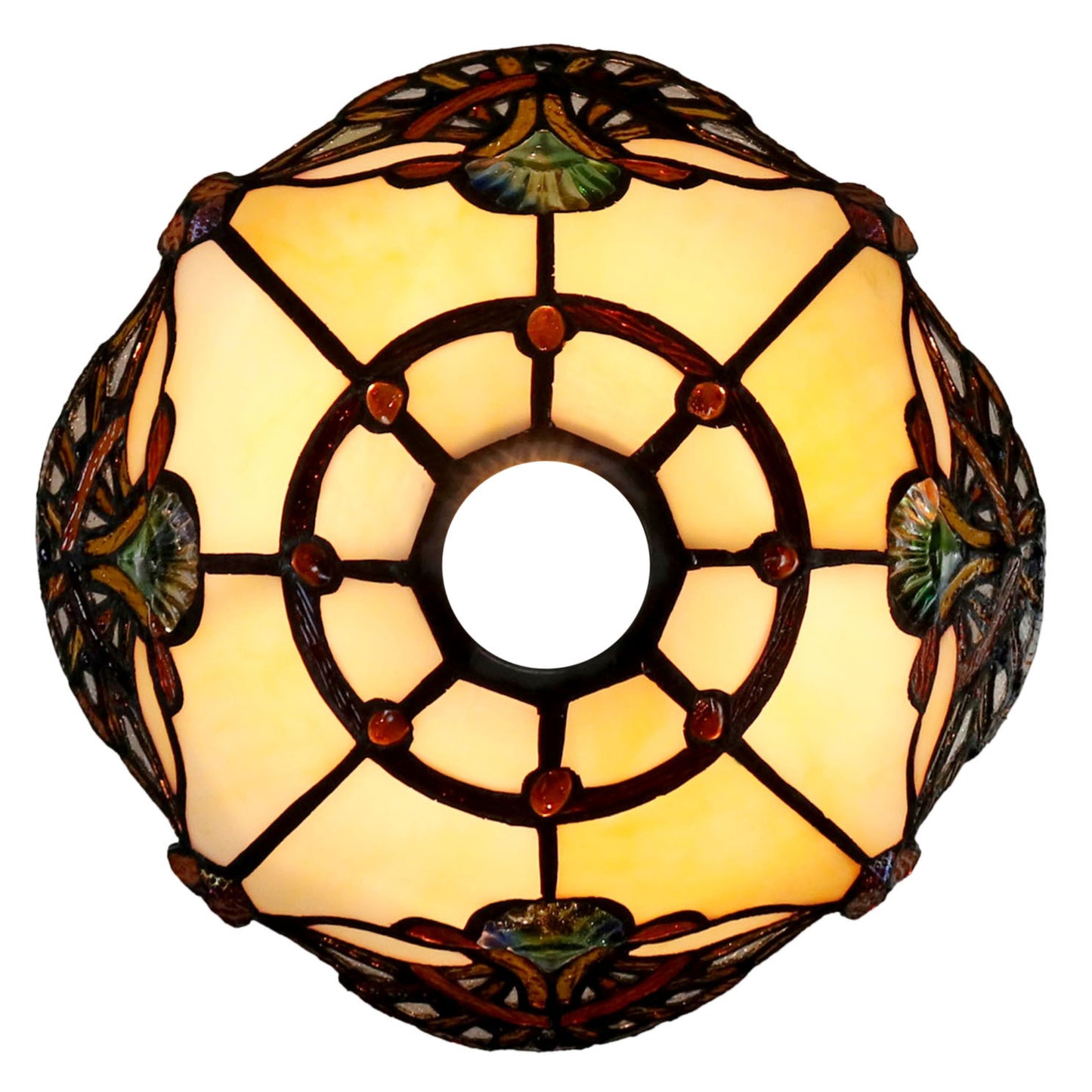 Benita Beige Edwardian Stained Glass Floor Lamp Floor Lamp G&G Bros