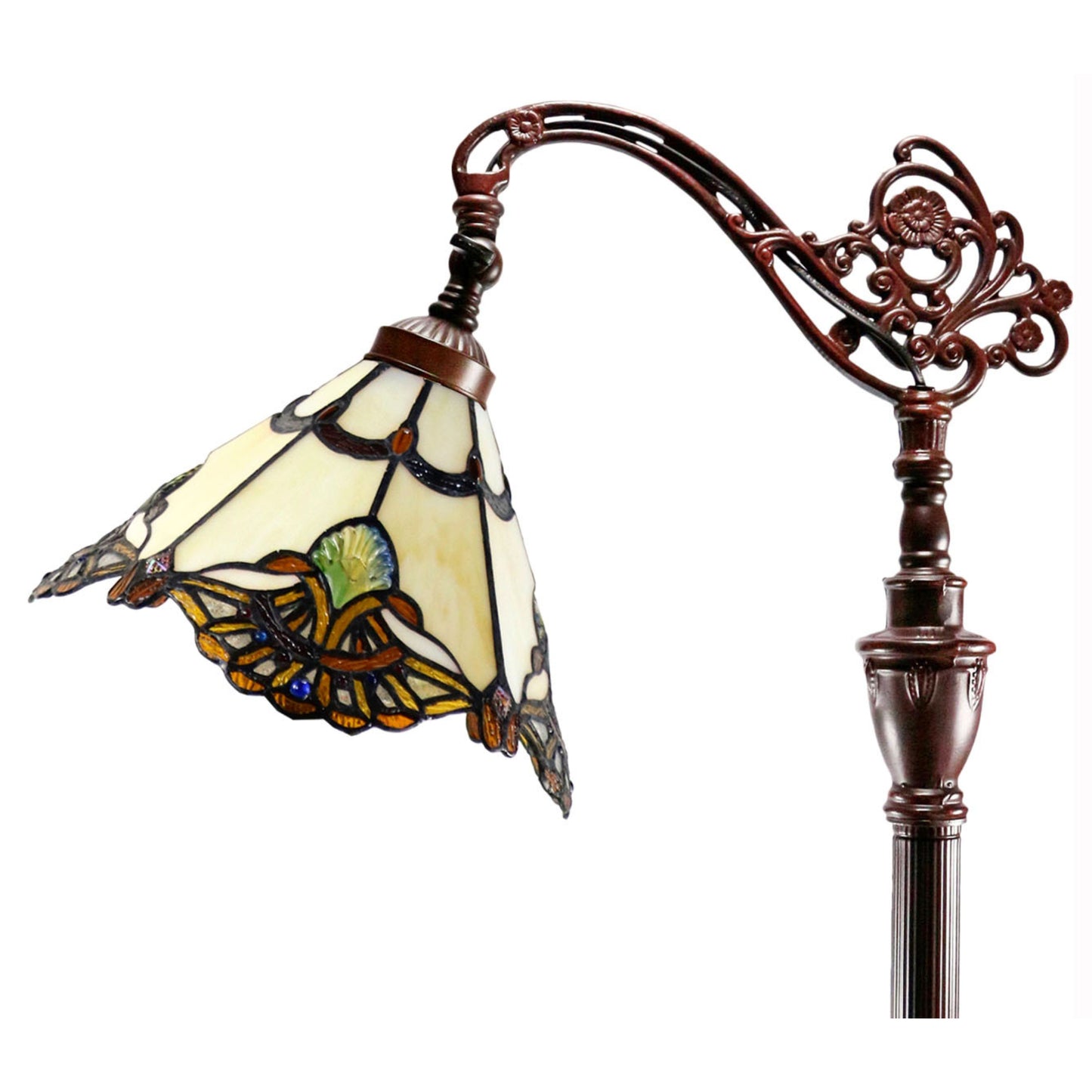 Benita Beige Edwardian Stained Glass Floor Lamp Floor Lamp G&G Bros