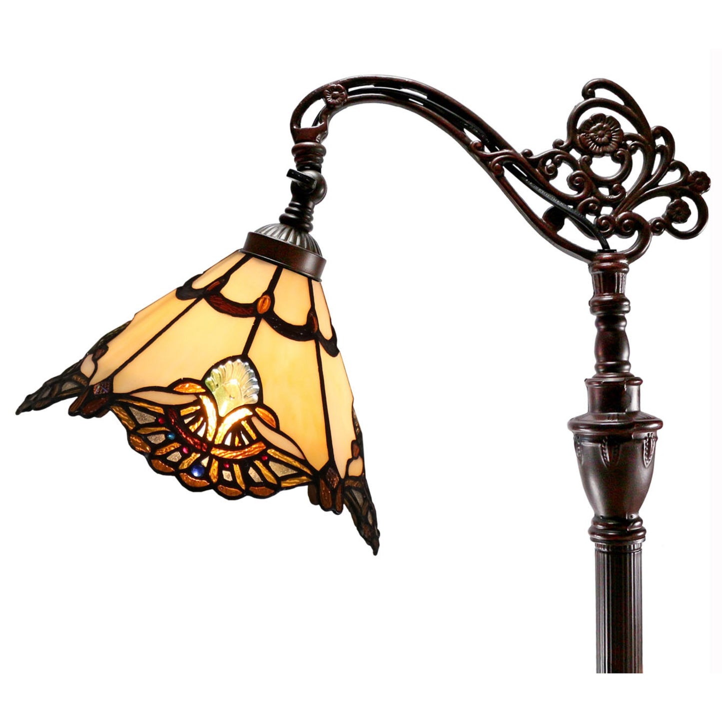 Benita Beige Edwardian Stained Glass Floor Lamp Floor Lamp G&G Bros