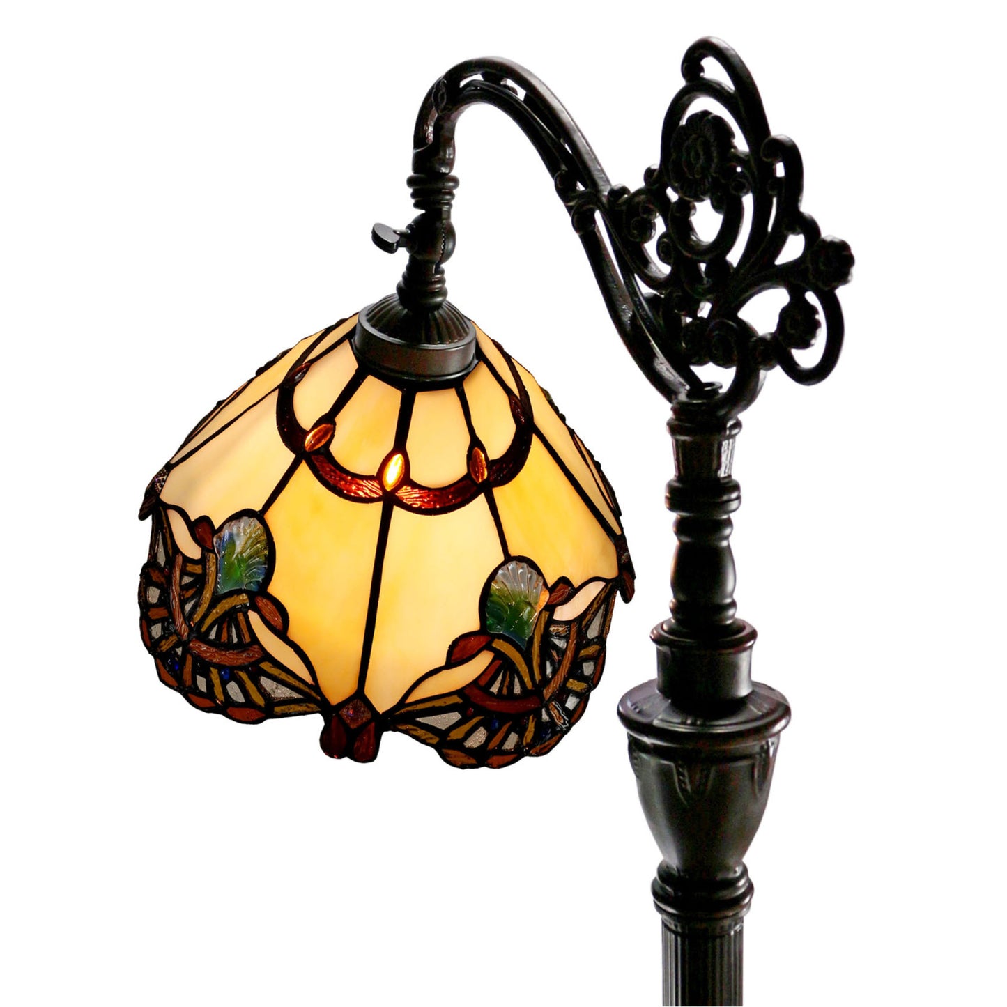Benita Beige Edwardian Stained Glass Floor Lamp Floor Lamp G&G Bros