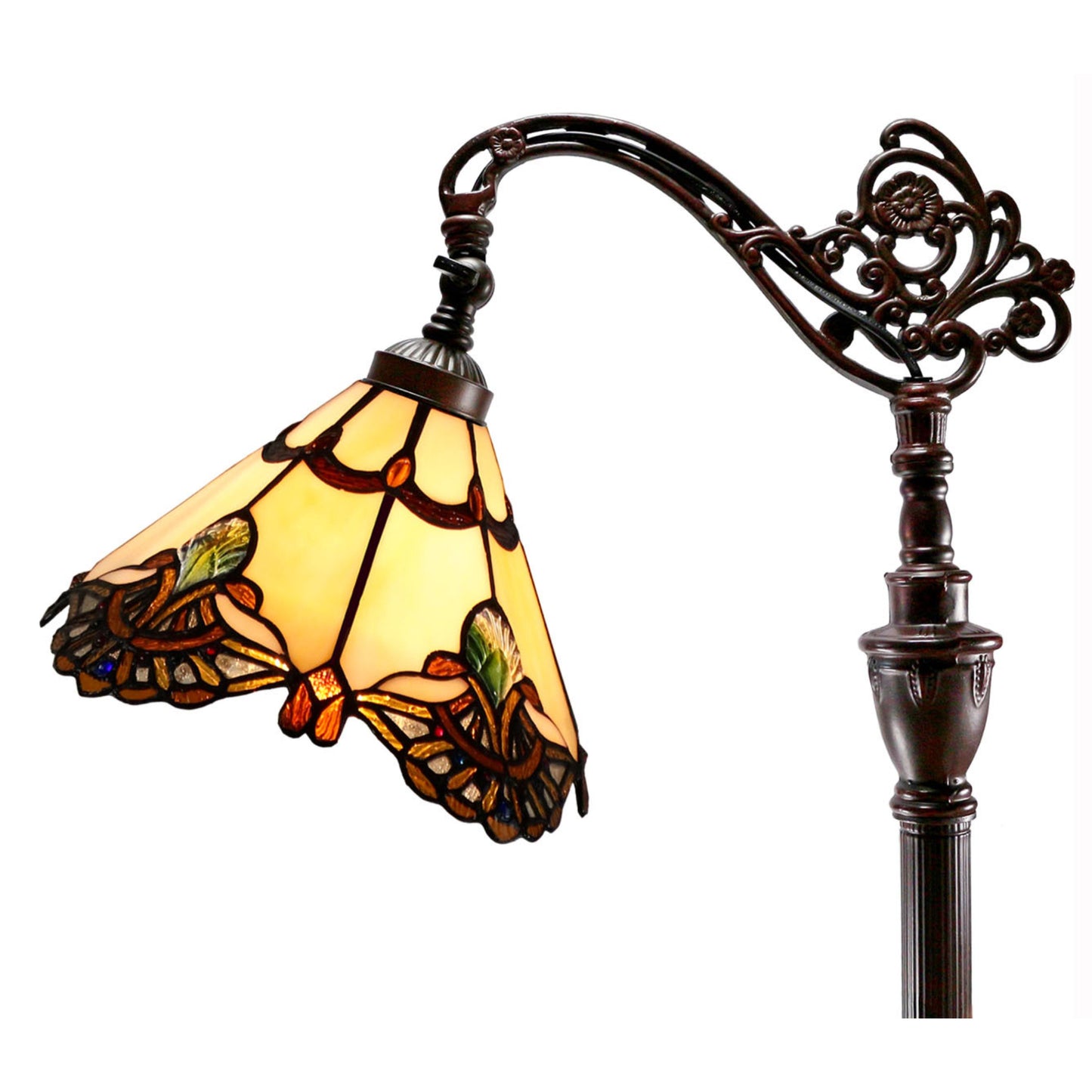 Benita Beige Edwardian Stained Glass Floor Lamp Floor Lamp G&G Bros