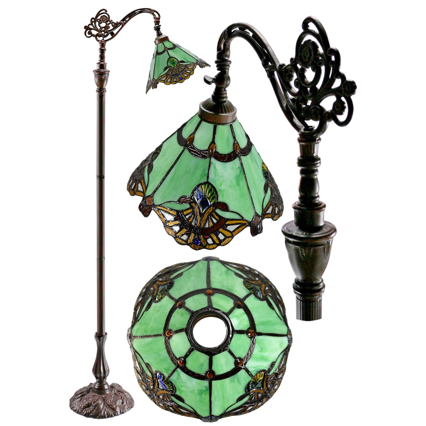 Benita Jade Edwardian Stained Glass Floor Lamp Floor Lamp G&G Bros