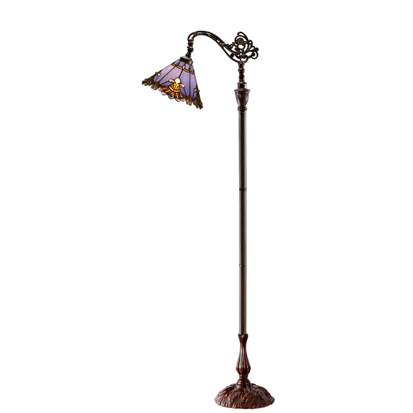 Benita Periwinkle Edwardian Stained Glass Floor Lamp Floor Lamp G&G Bros