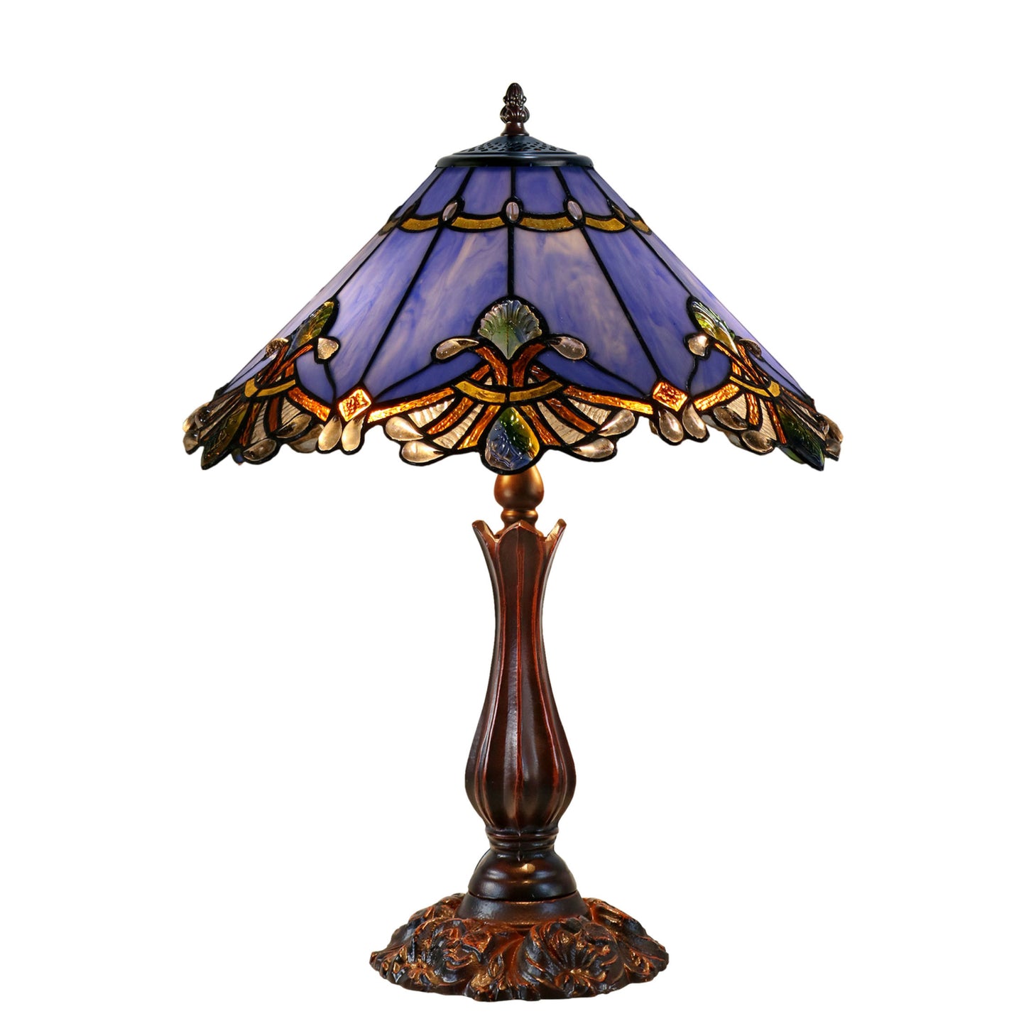 Benita Periwinkle Stained Glass Table Lamp Table Lamp G&G Bros Large