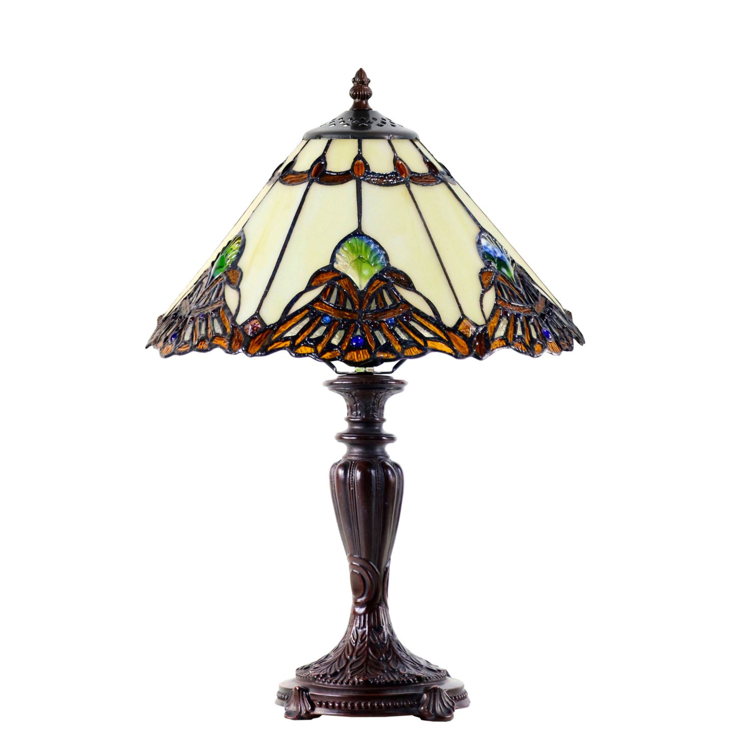 Benita Beige Stained Glass Table Lamp Table Lamp G&G Bros Medium