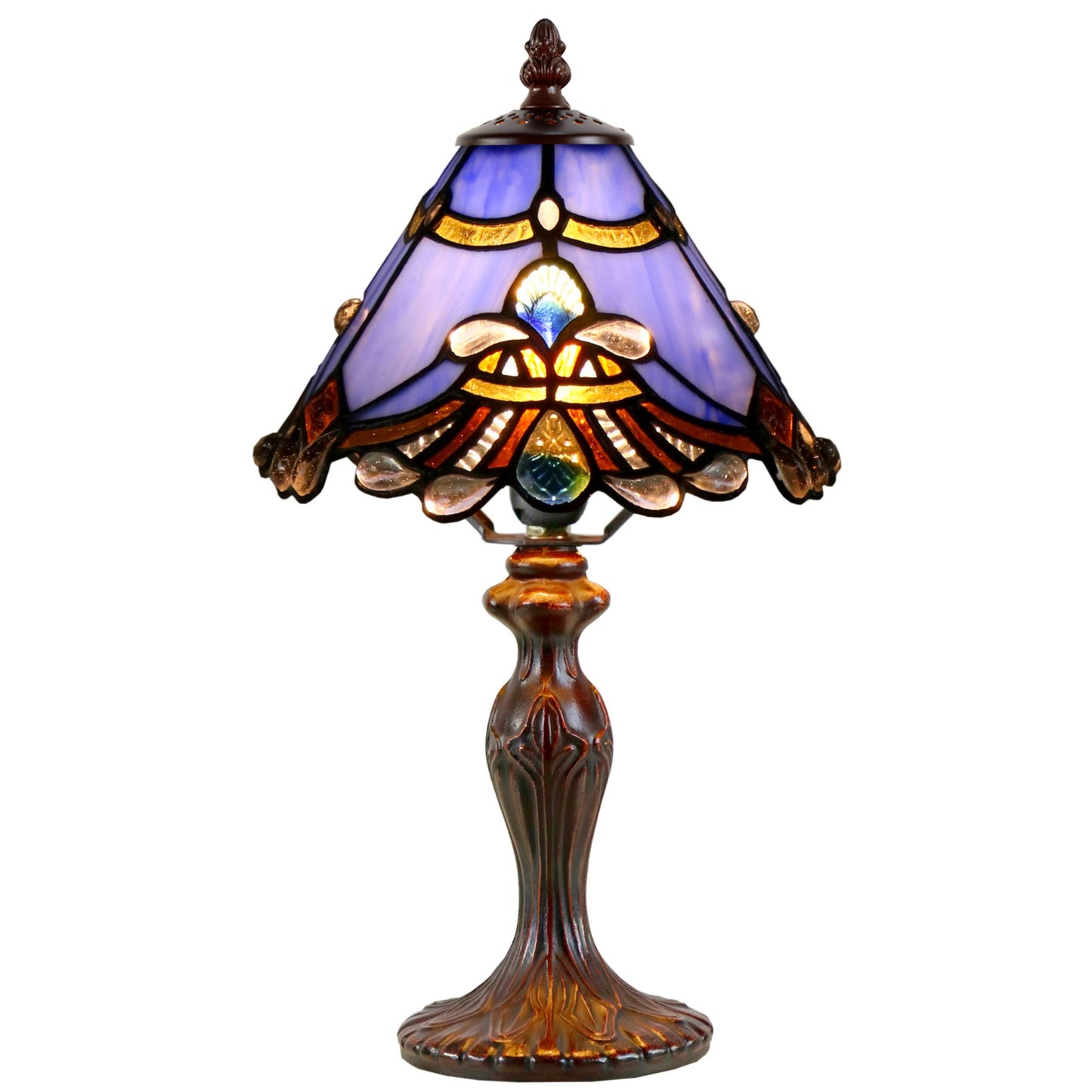 Benita Periwinkle Stained Glass Table Lamp Table Lamp G&G Bros Small