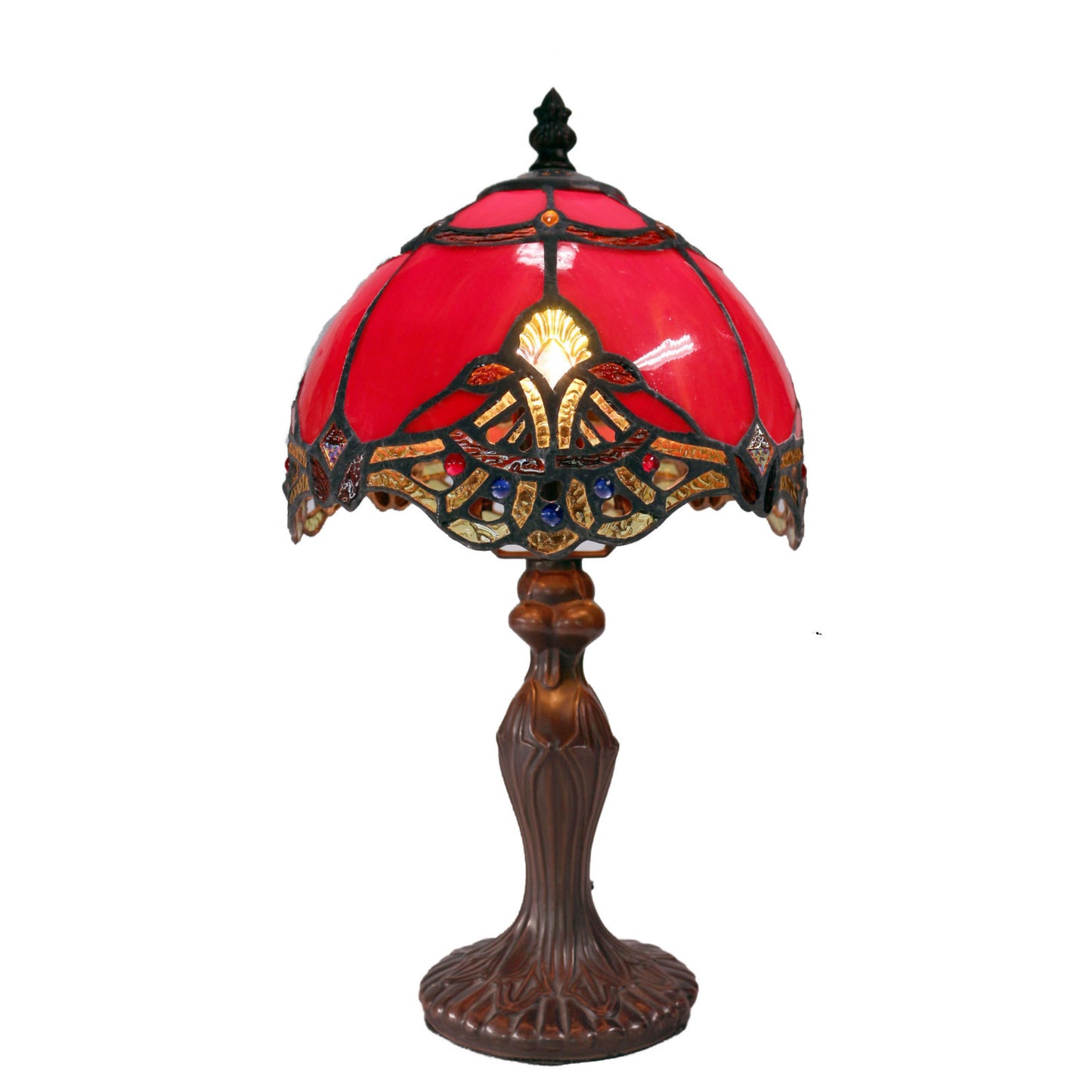 Benita Red Stained Glass Table Lamp Table Lamp G&G Bros Small