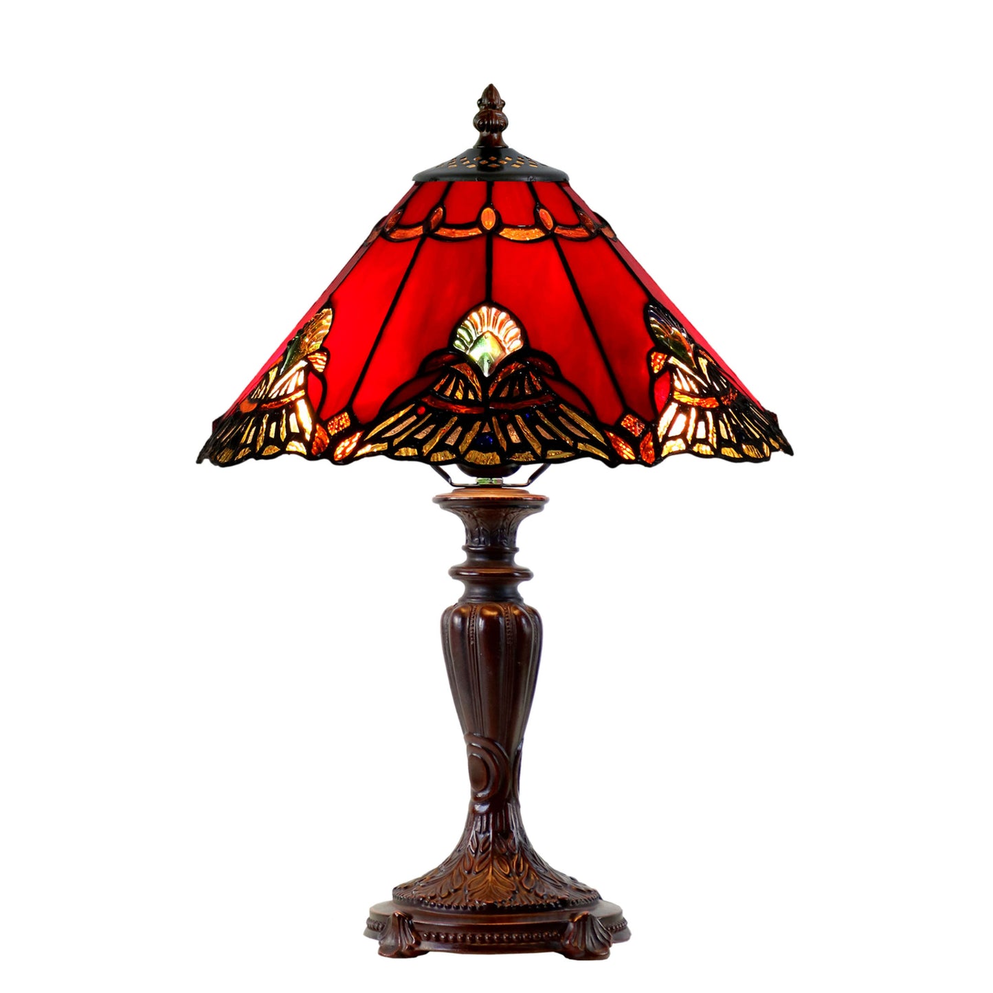 Benita Red Stained Glass Table Lamp Table Lamp G&G Bros Medium