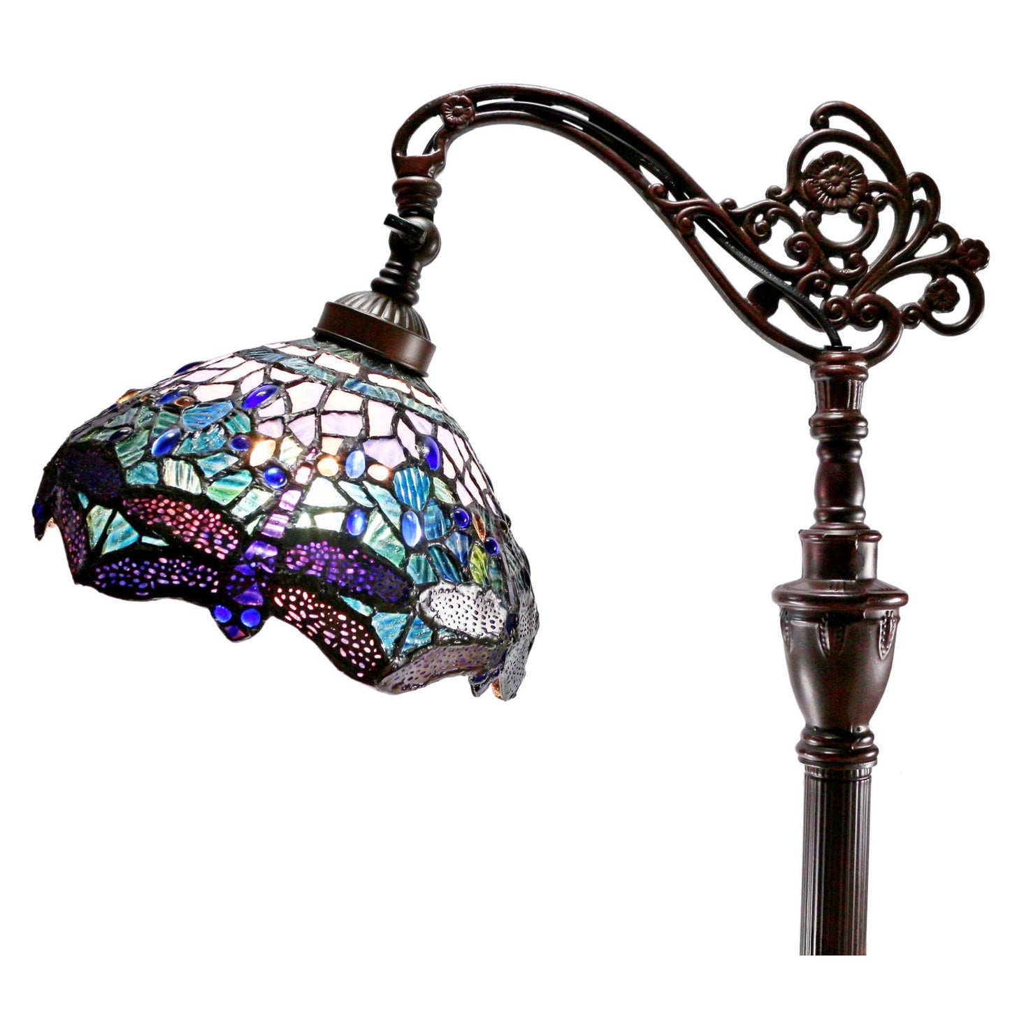 Blue Dragonfly Edwardian Stained Glass Floor Lamp Floor Lamp G&G Bros