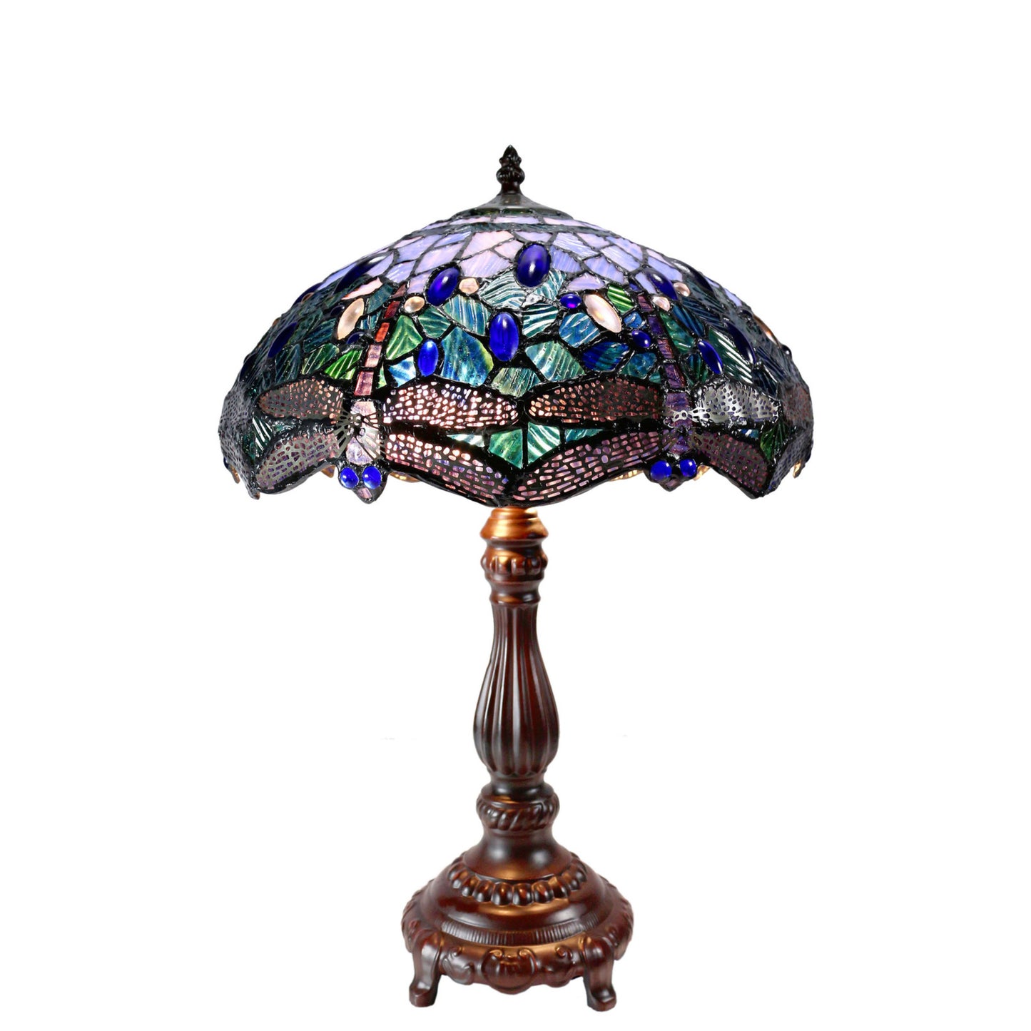 Blue Dragonfly Stained Glass Table Lamp Table Lamp G&G Bros Large