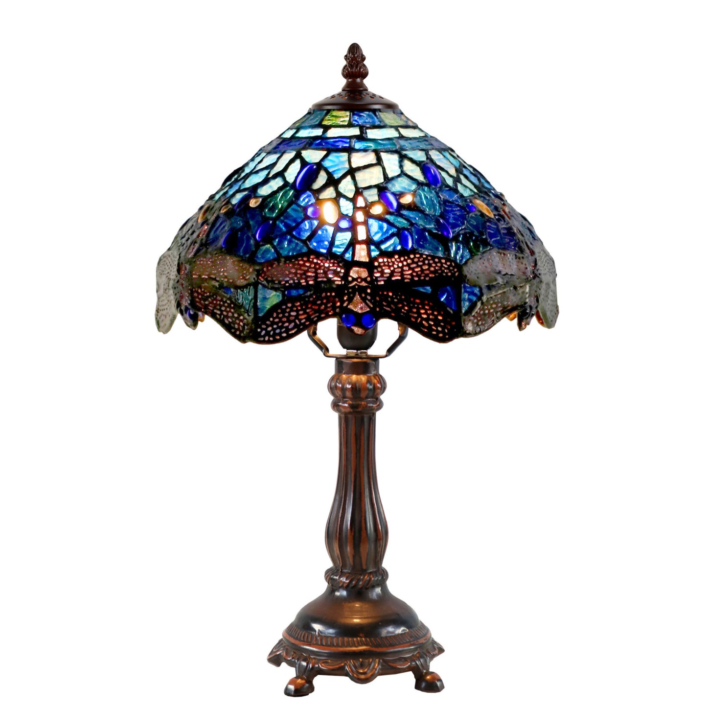 Blue Dragonfly Stained Glass Table Lamp Table Lamp G&G Bros Small
