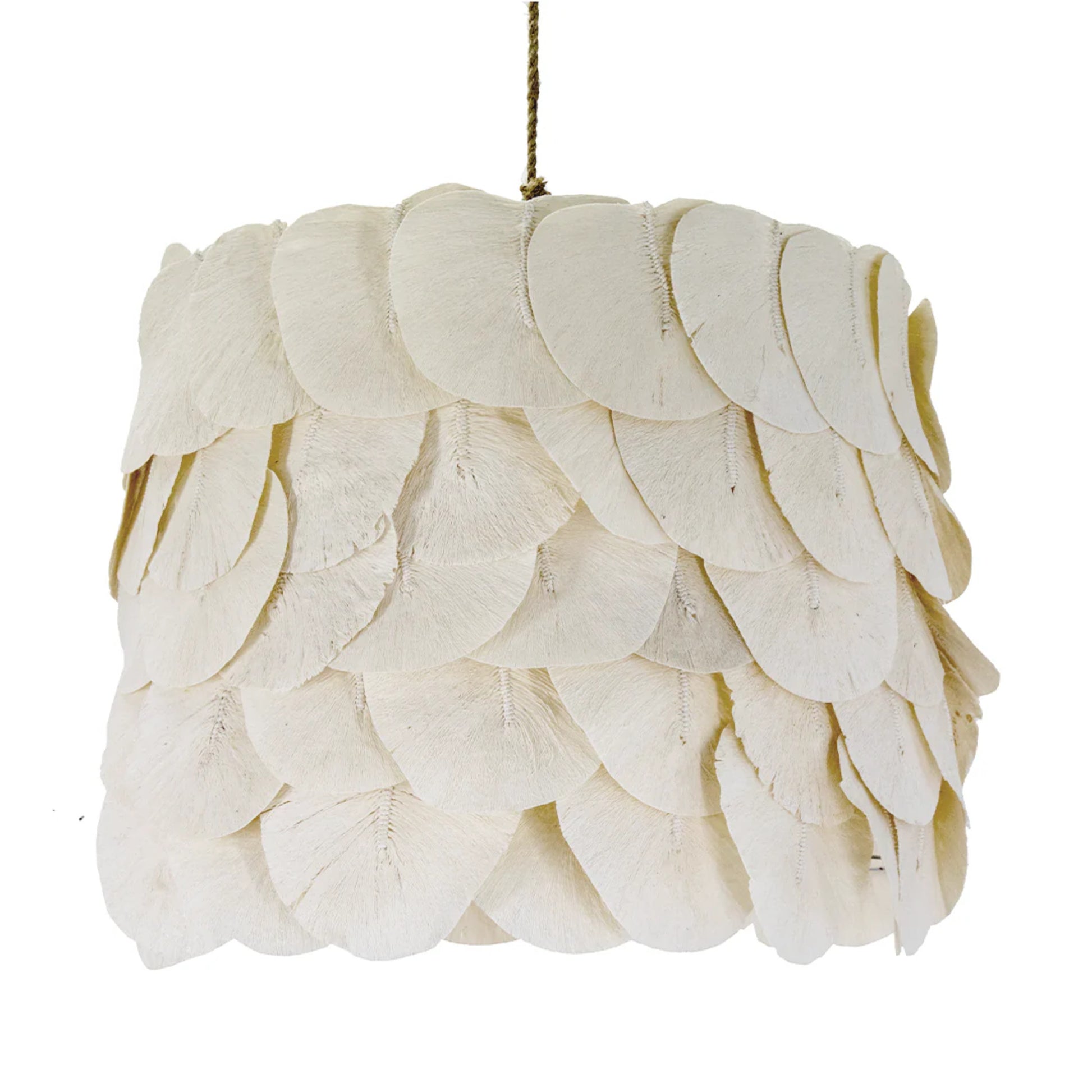 Claudine Small Petal Drum Cotton Pendant Light Pendant Light Bisque Interiors Small