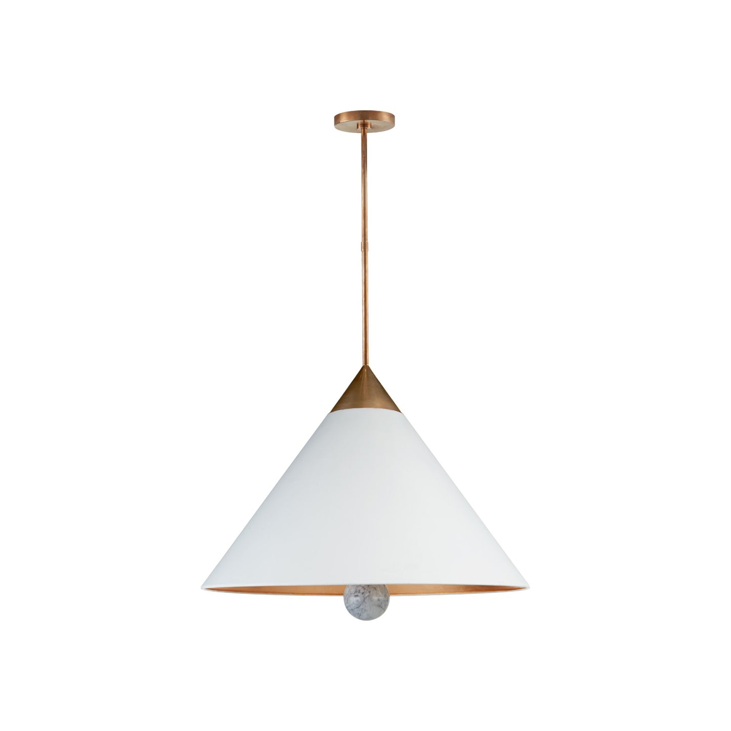 Kelly Wearstler Cleo Small Ceramic Pendant Light - White and Brass Pendant Light Bloomingdales Lighting Large