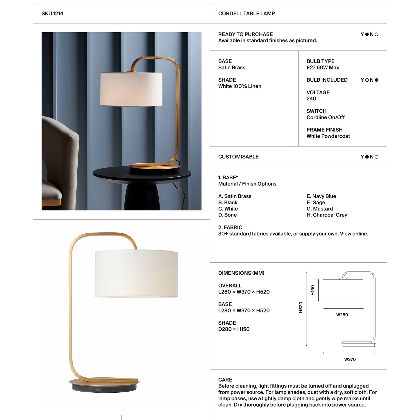 Cordell Cantilevered Table Lamp Table Lamp Mayfield Lighting