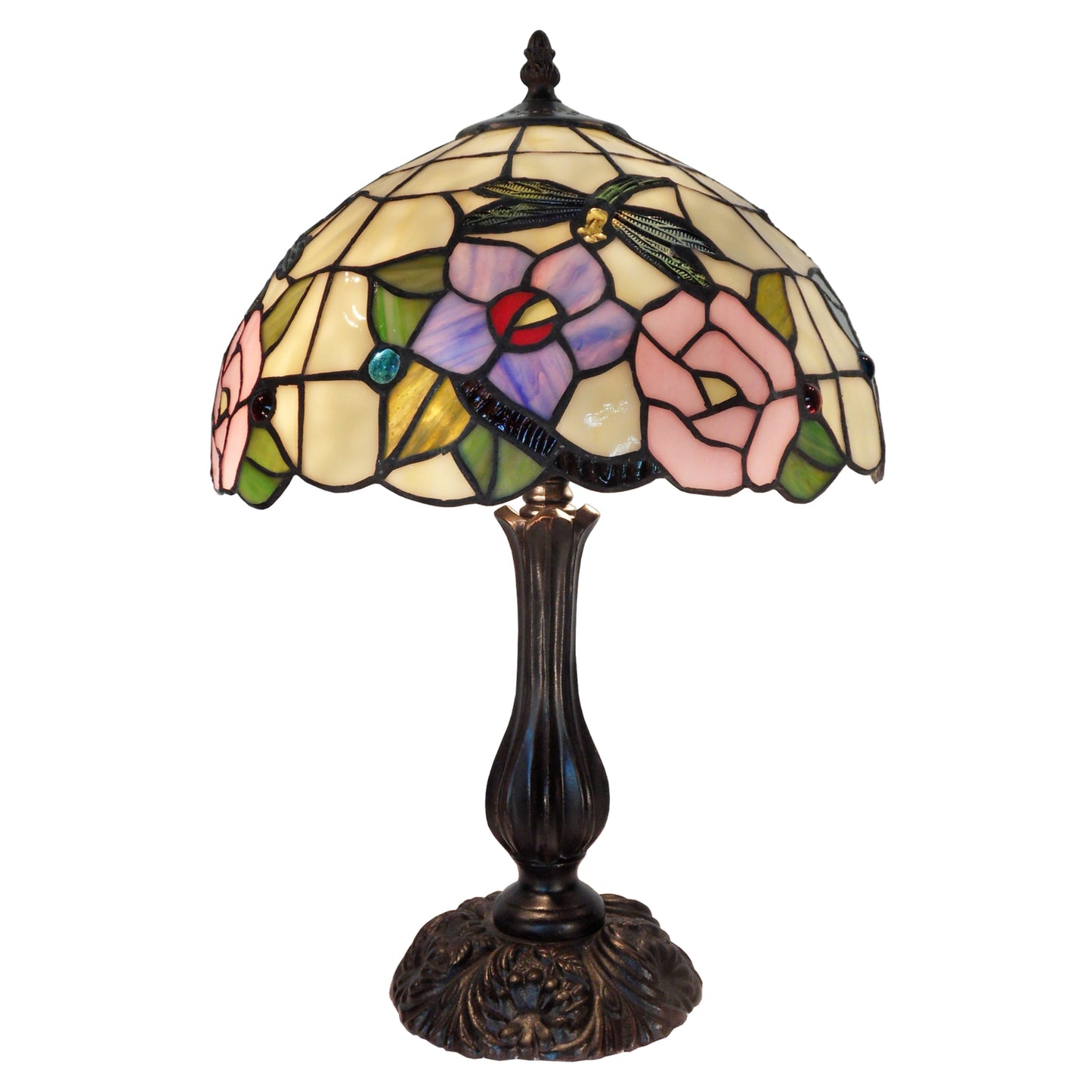 Crystal Dragonfly Stained Glass Table Lamp Table Lamp G&G Bros Medium