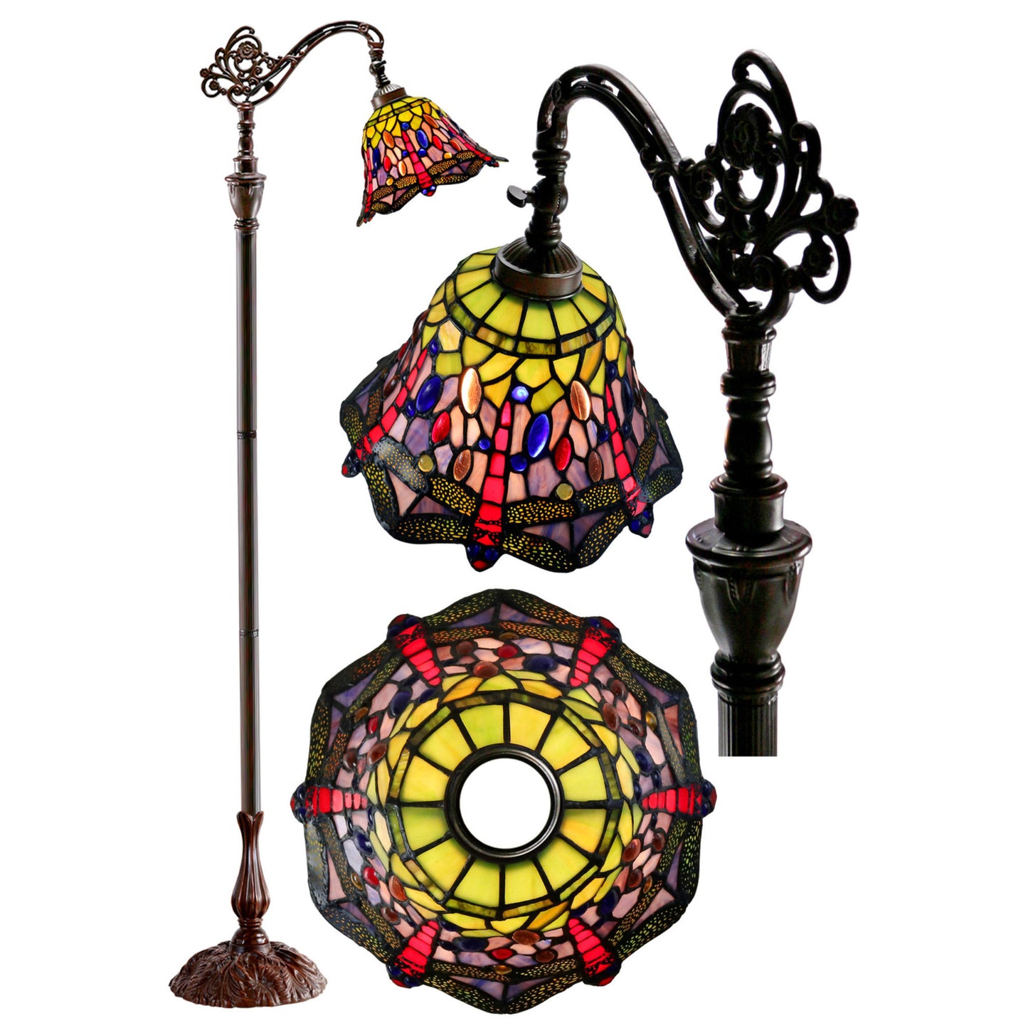 Dragonfly Edwardian Stained Glass Floor Lamp Floor Lamp G&G Bros