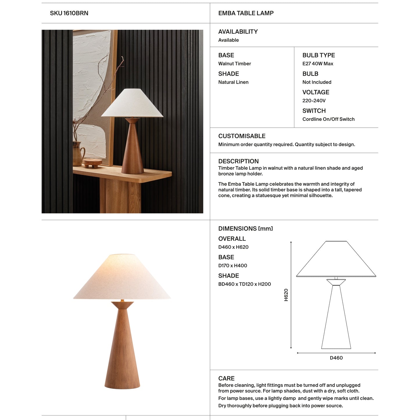 Emba Timber Tall Table Lamp Table Lamp Mayfield Lighting
