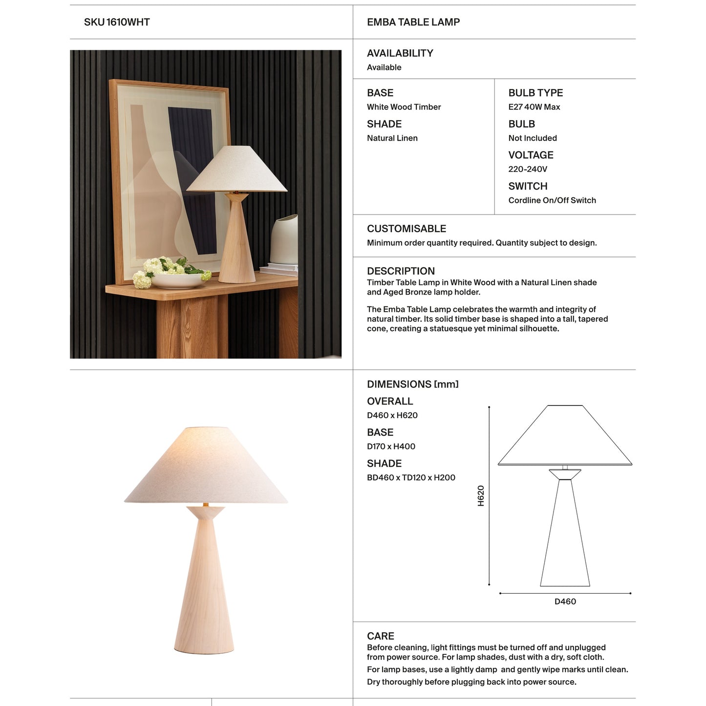 Emba Timber Tall Table Lamp Table Lamp Mayfield Lighting