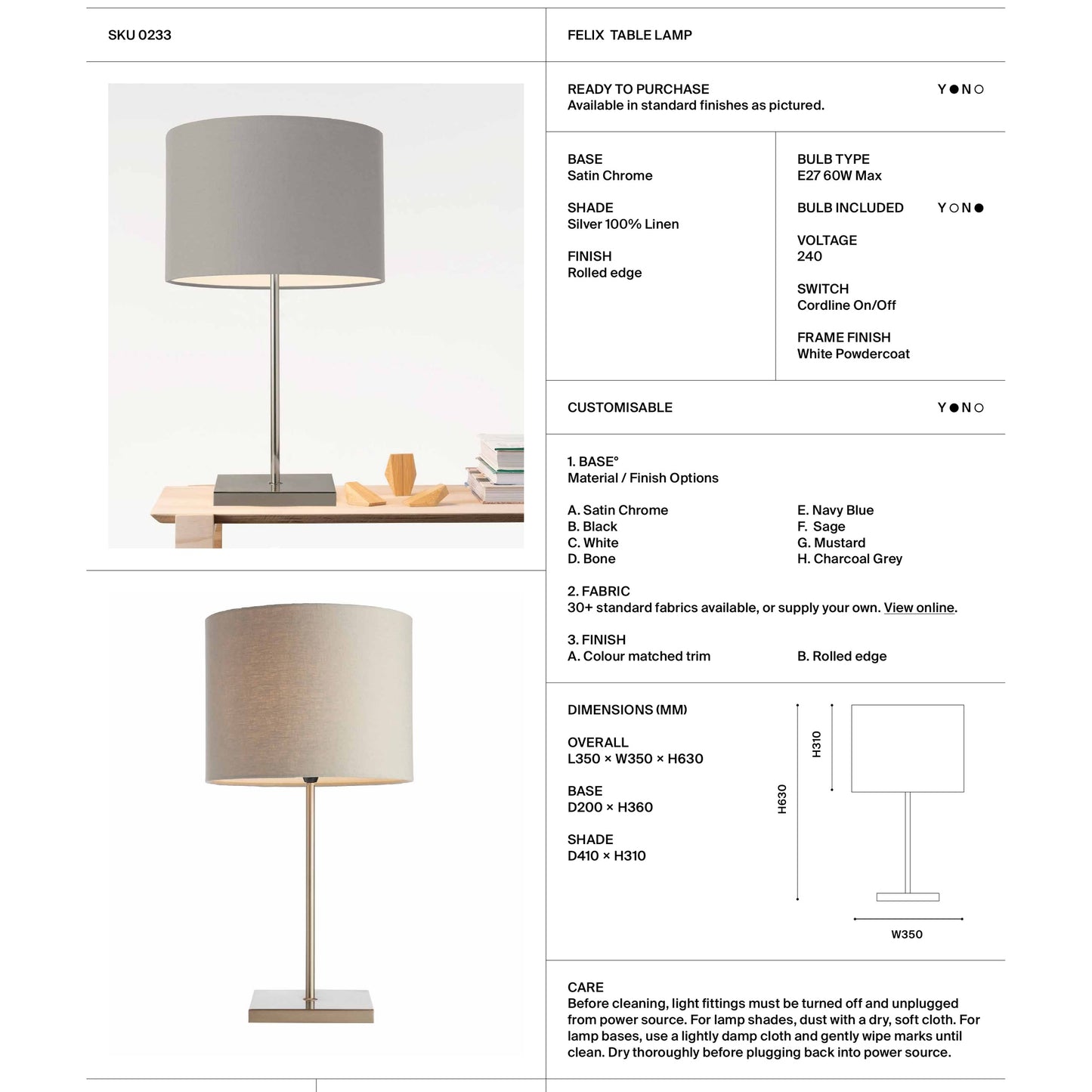 Felix Cylinder Table Lamp Table Lamp Mayfield Lighting