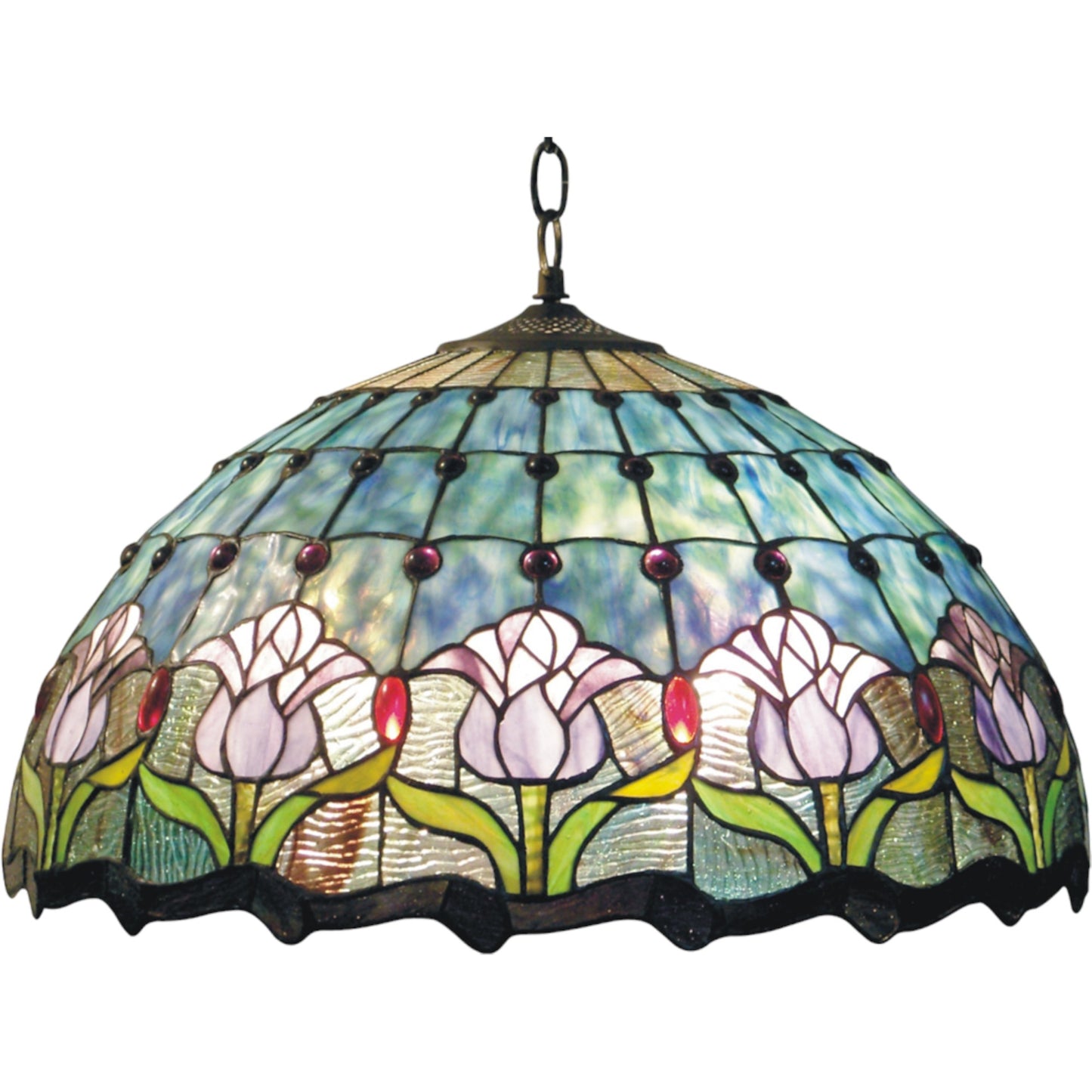 Tiffany Mauve Tulip Stained Glass Pendant Light Pendant Light G&G Bros