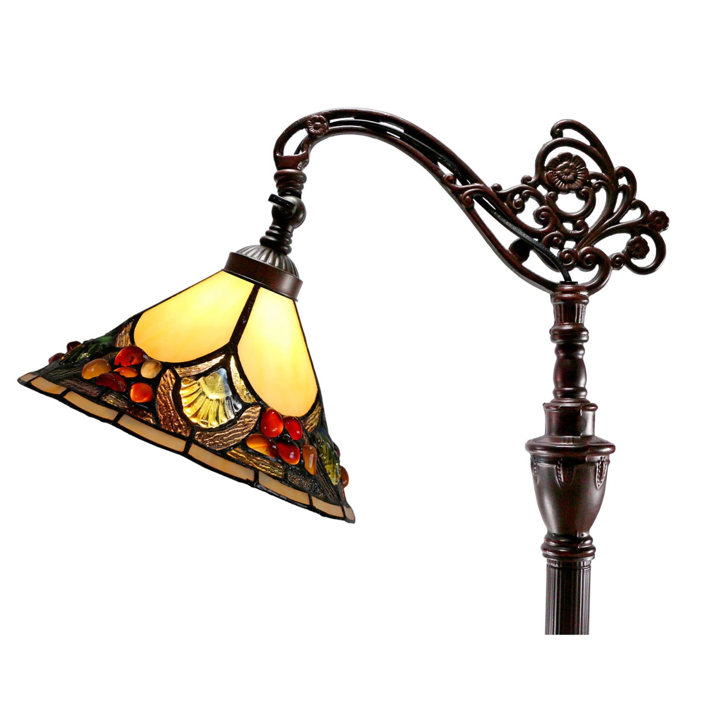 Janay Beige Edwardian Stained Glass Floor Lamp Floor Lamp G&G Bros