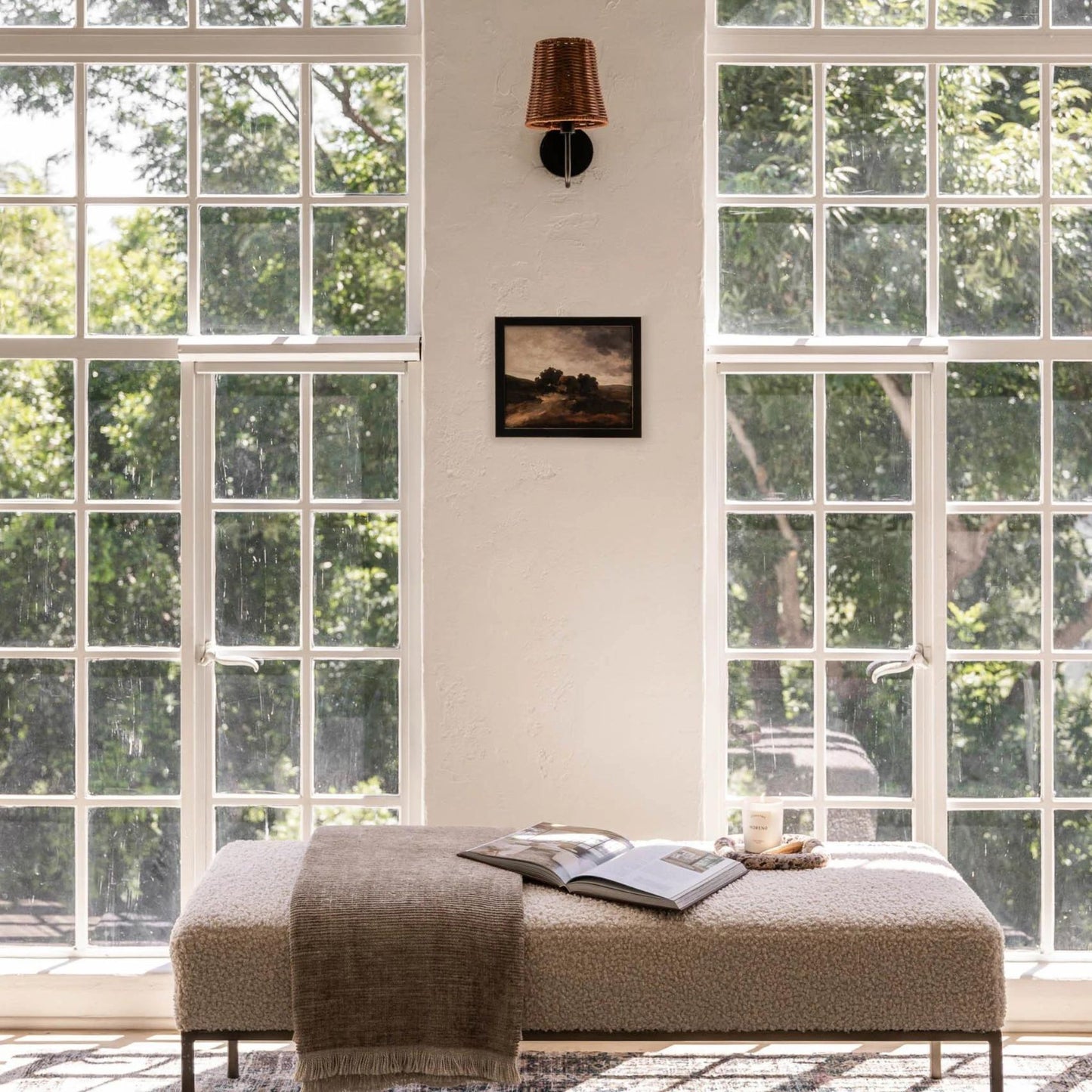 Amber Lewis Lyndsie Small Natural Wicker Wall Sconce - Aged Iron Wall Light Bloomingdales Lighting